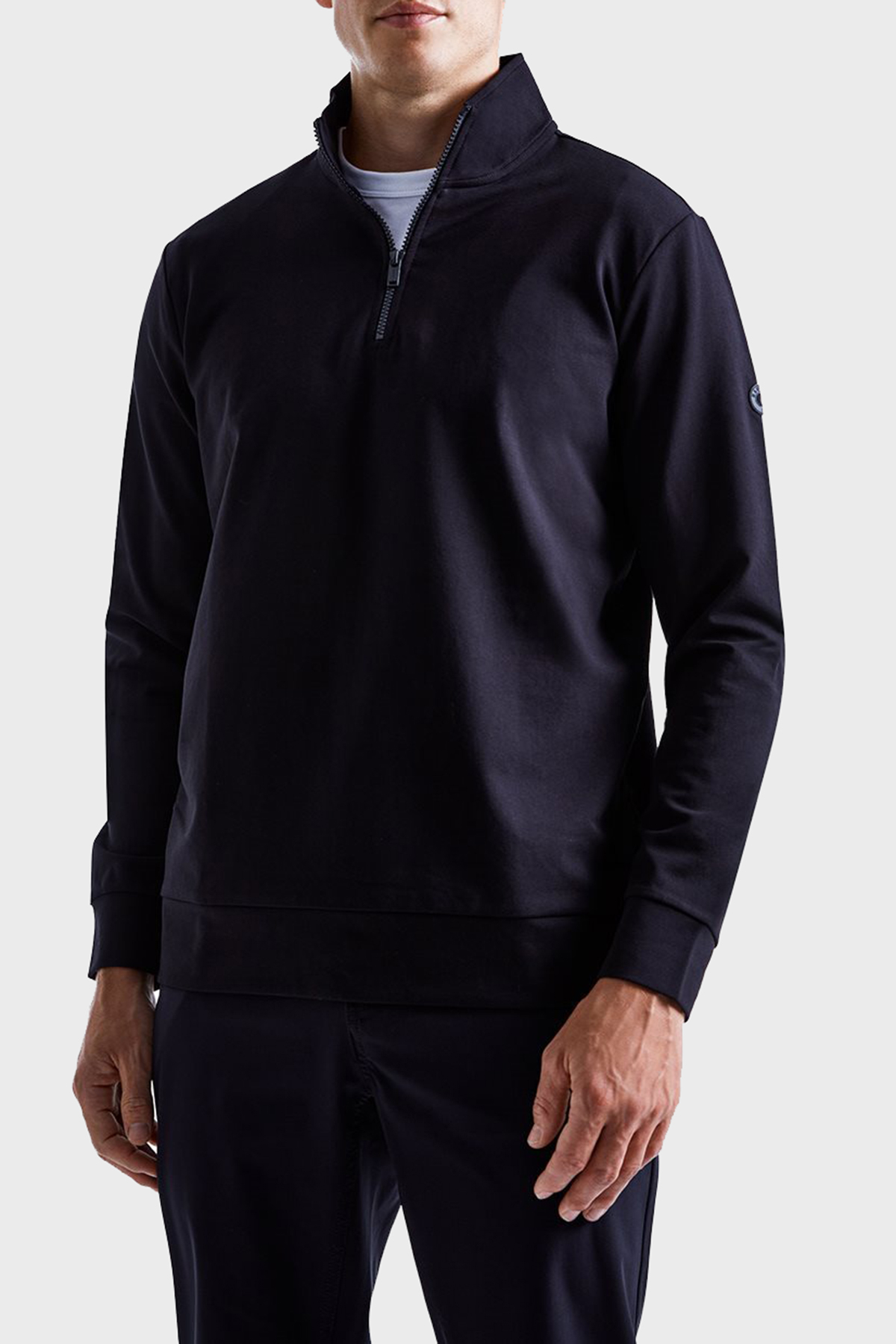 Bluemint Wesley Streç Pamuklu Regular Fit Dik Yaka Erkek Sweat BM23019247MW 155 LACİVERT