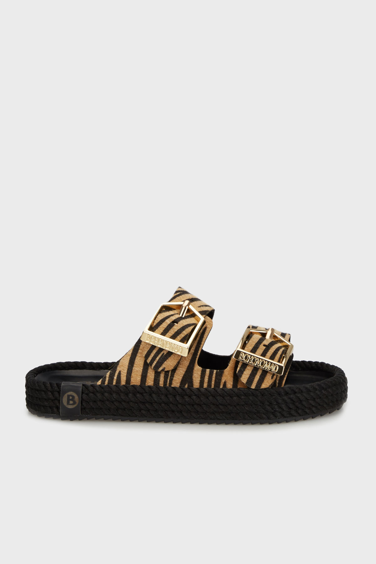 Bohonomad Sydney Logolu Zebra Desenli Çift Bantlı Tokalı Kadın Terlik SYD20-ZEB ZEBRA