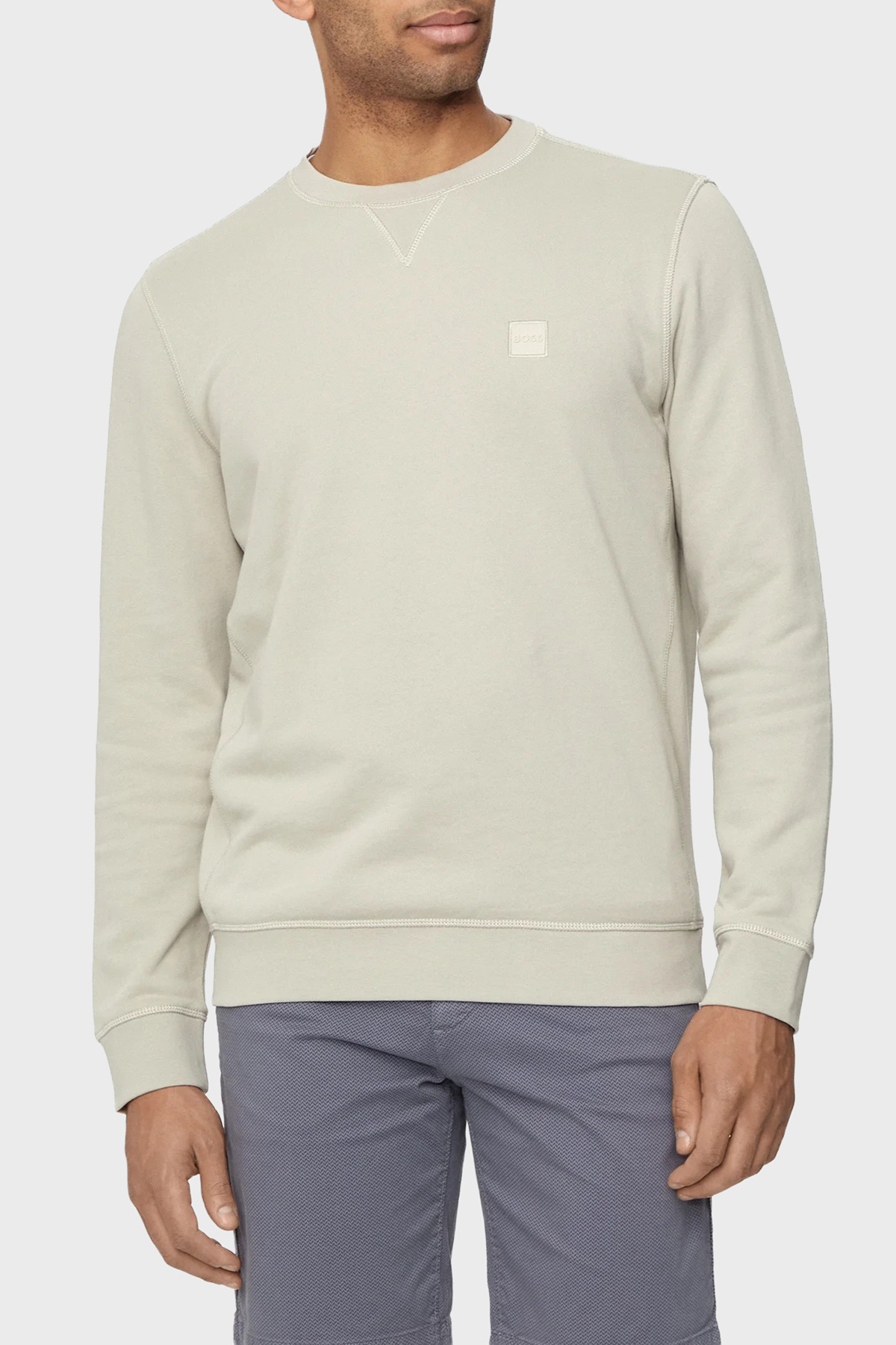 Boss % 100 Pamuk Regular Fit Bisiklet Yaka Erkek Sweat 50509323 271 GRİ
