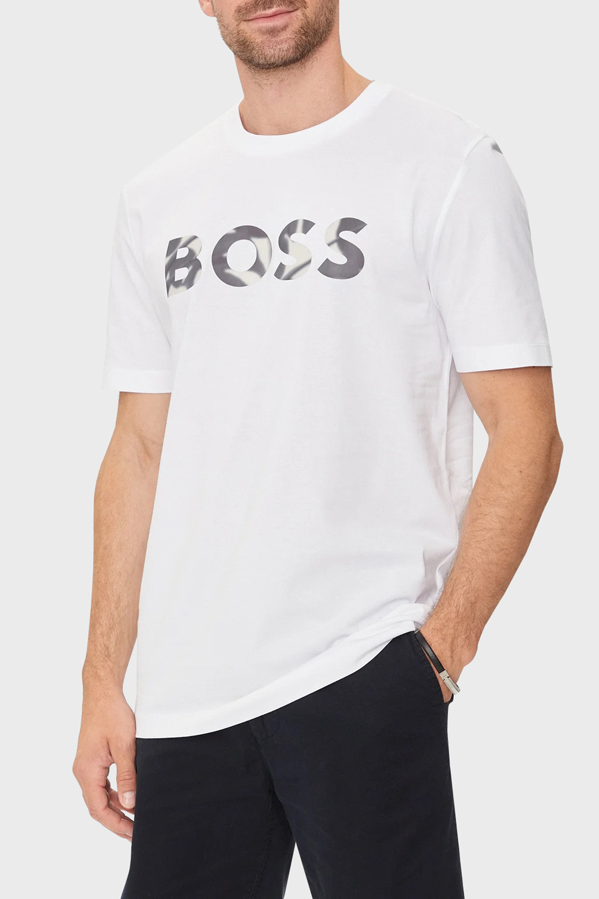 Boss % 100 Pamuk Regular Fit Bisiklet Yaka Logolu Erkek T Shirt 50513382 100 BEYAZ