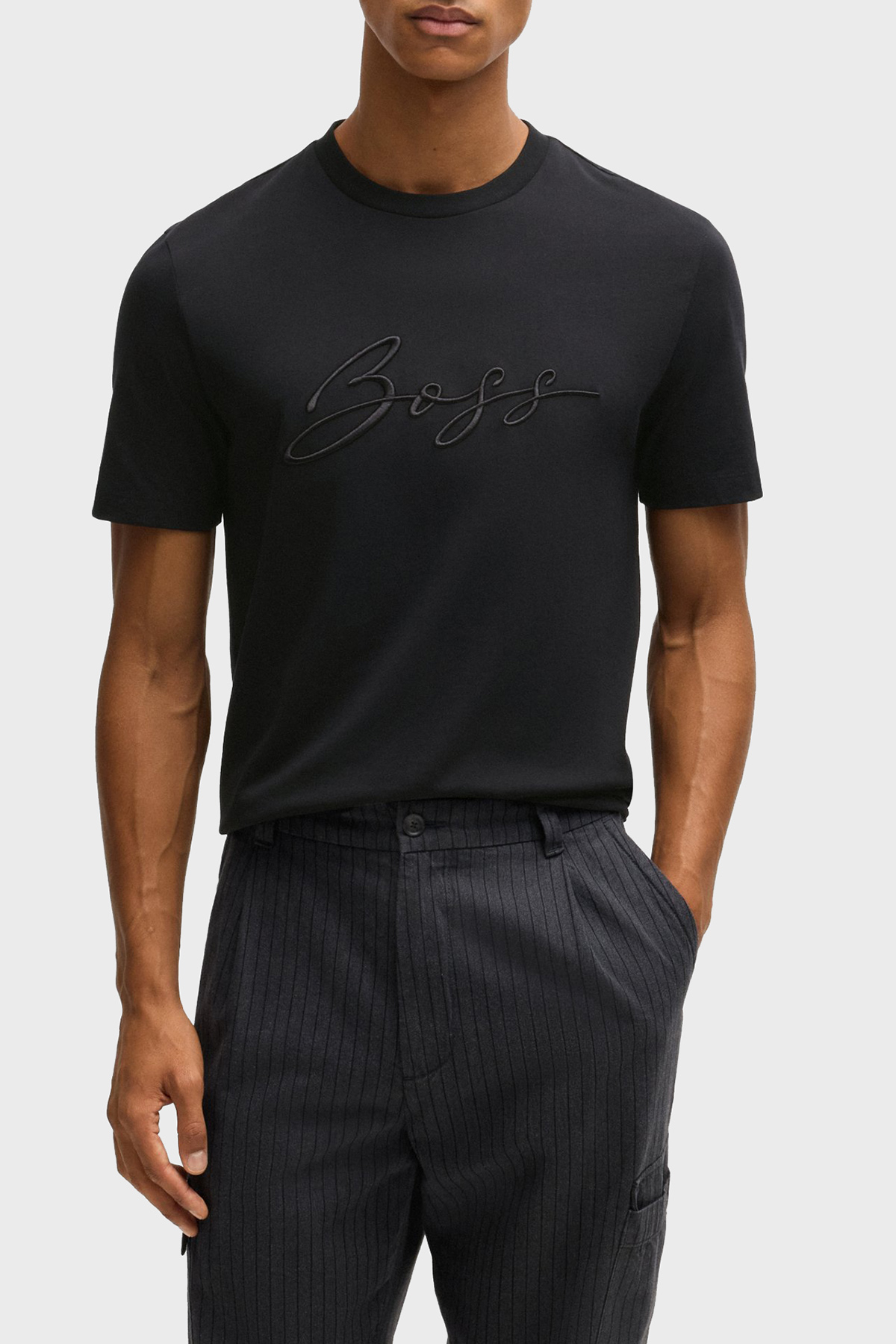 Boss % 100 Pamuk Regular Fit Bisiklet Yaka Logolu Erkek T Shirt 50531309 001 SİYAH