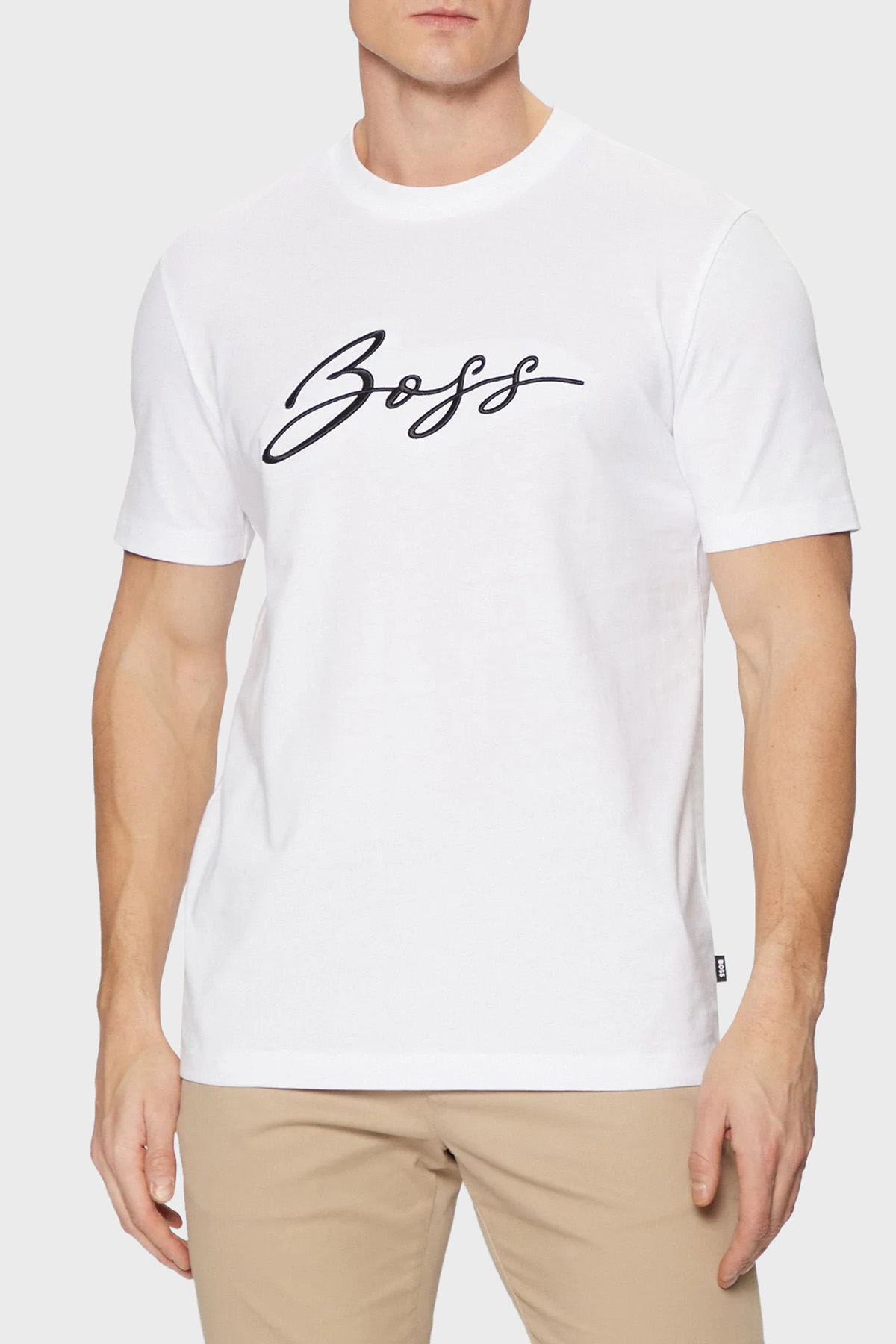 Boss % 100 Pamuk Regular Fit Bisiklet Yaka Logolu Erkek T Shirt 50531309 100 BEYAZ