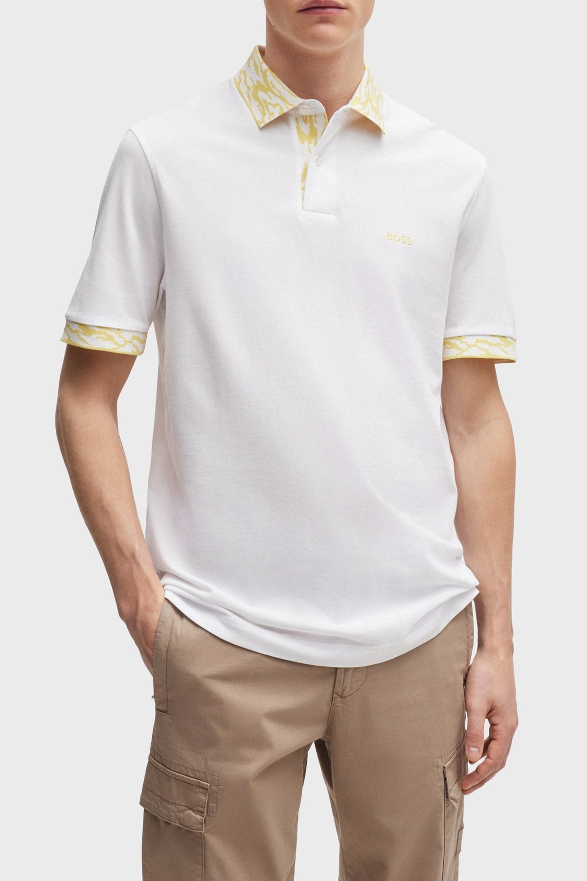 Boss % 100 Pamuk Regular Fit Düğmeli Erkek Polo Yaka T Shirt 50515903 100 BEYAZ