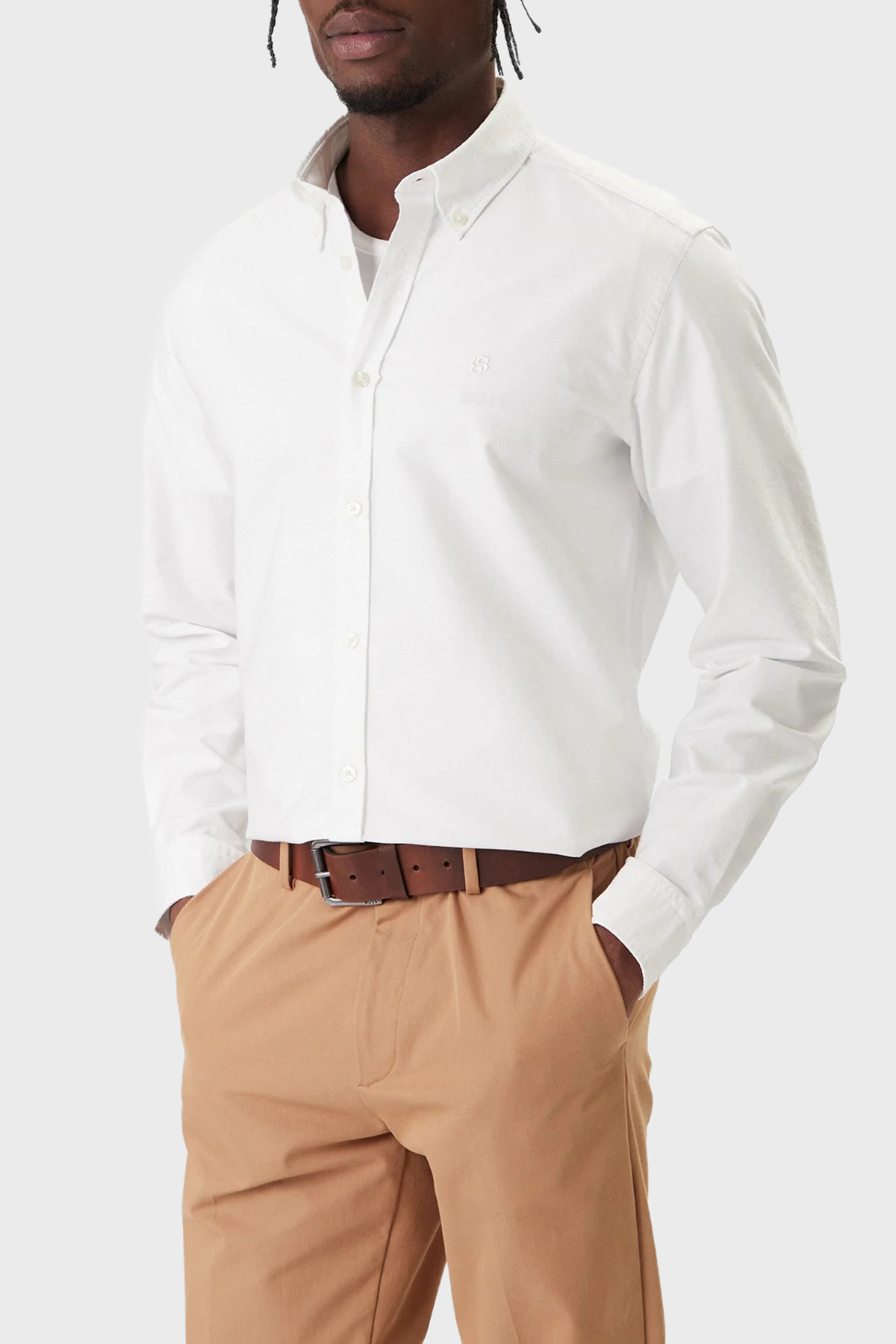 Boss % 100 Pamuk Regular Fit Düğmeli Yaka Logolu Erkek Gömlek 50555966 100 BEYAZ