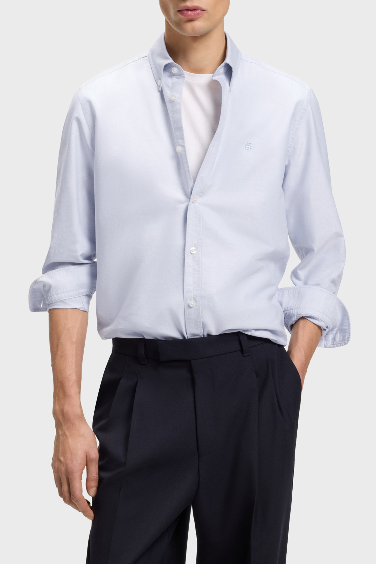 Boss % 100 Pamuk Regular Fit Düğmeli Yaka Logolu Erkek Gömlek 50555966 531 GRİ