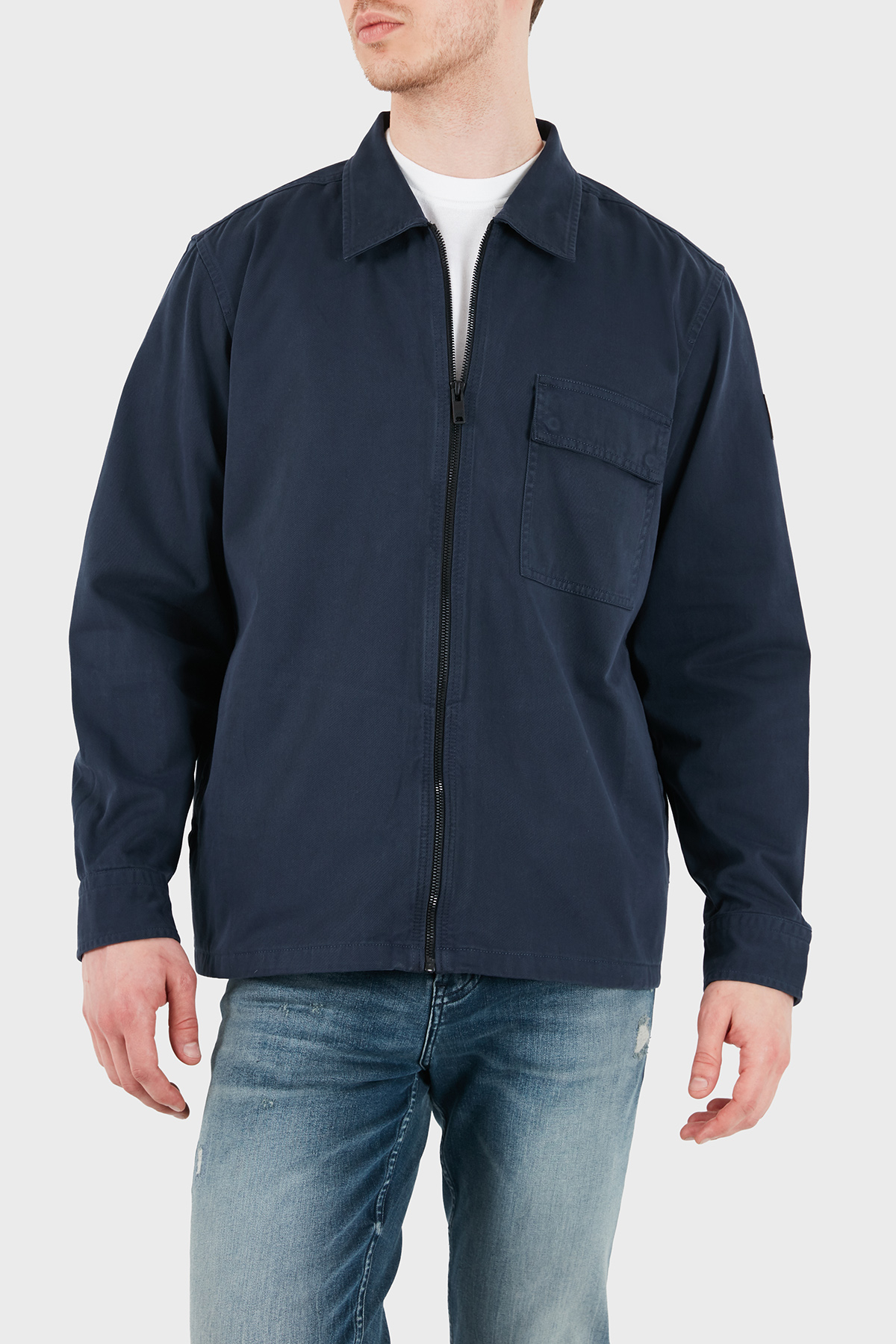 Boss % 100 Pamuk Regular Fit Fermuarlı Erkek Gömlek 50553706 464 LACİVERT