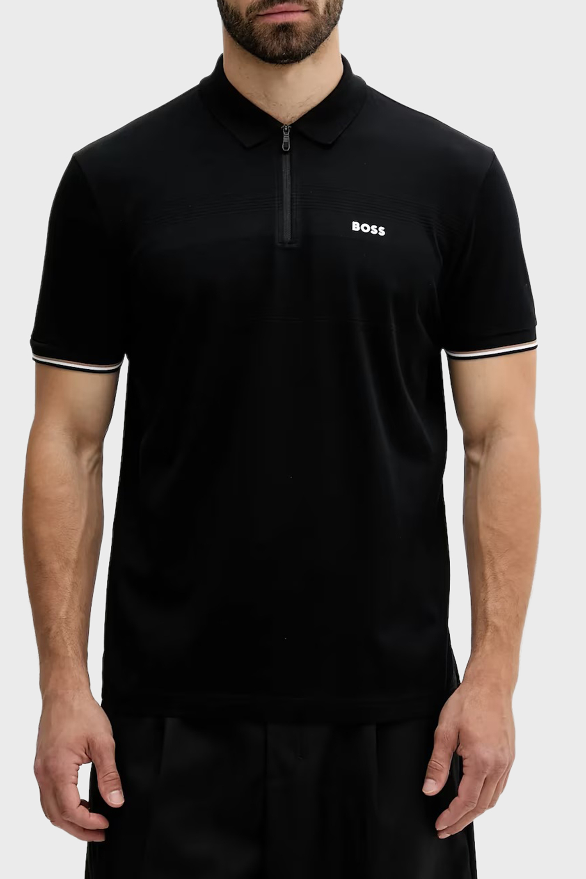Boss % 100 Pamuk Regular Fit Fermuarlı Erkek Polo Yaka T Shirt 50538177 001 SİYAH