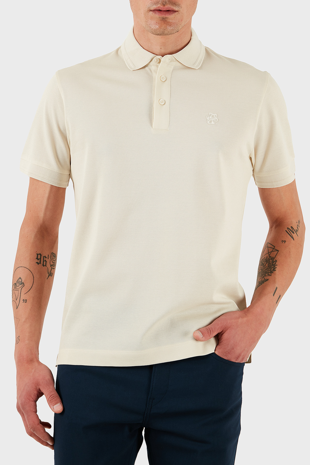 Boss % 100 Pamuk Regular Fit Logolu Düğmeli Erkek Polo Yaka T Shirt 50533355 131 EKRU