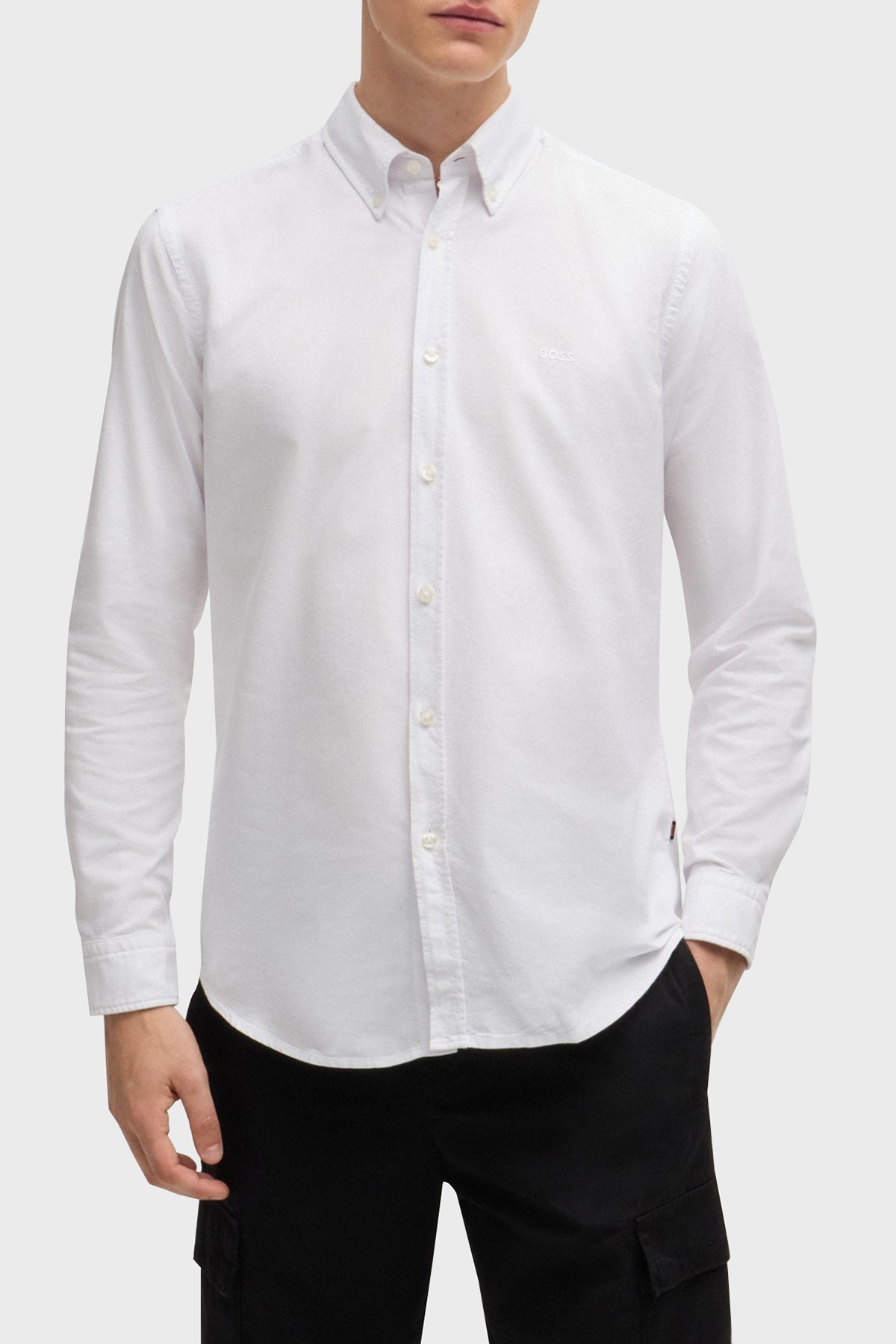 Boss % 100 Pamuk Regular Fit Logolu Erkek Gömlek 50519707 100 BEYAZ