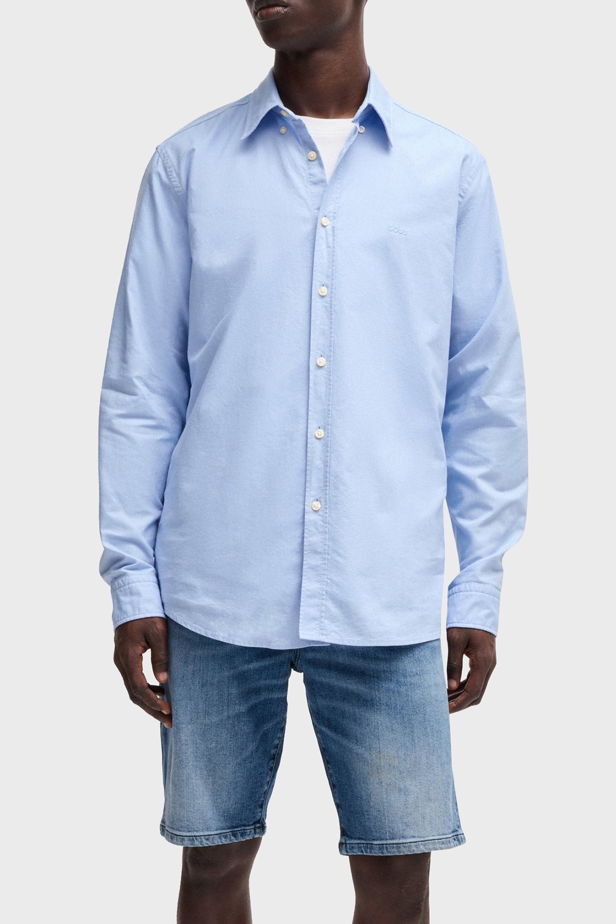 Boss % 100 Pamuk Regular Fit Logolu Erkek Gömlek 50519707 460 AÇIK MAVİ
