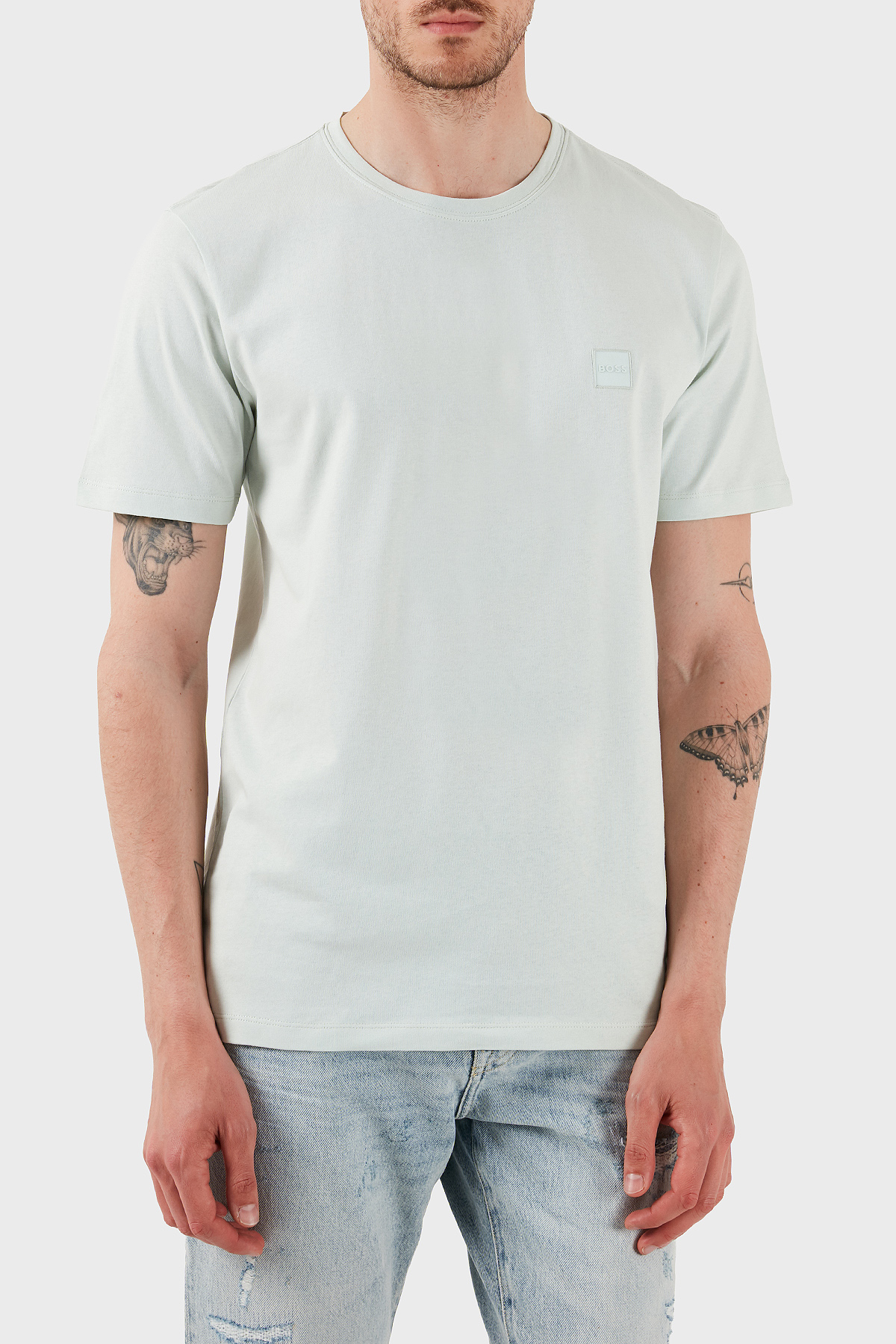 Boss % 100 Pamuk Relaxed Fit Bisiklet Yaka Erkek T Shirt 50508584 474 AÇIK YEŞİL
