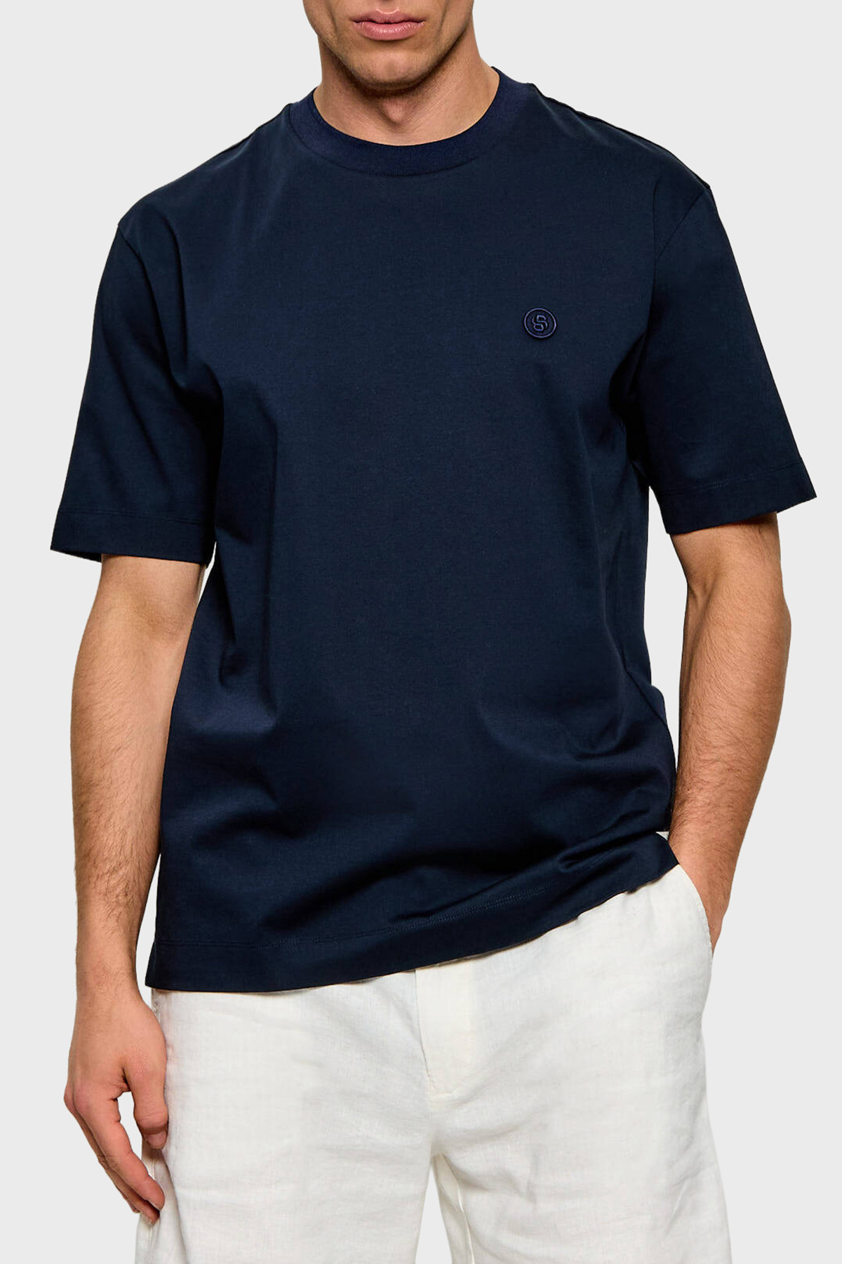Boss % 100 Pamuk Relaxed Fit Bisiklet Yaka Erkek T Shirt 50559050 404 LACİVERT