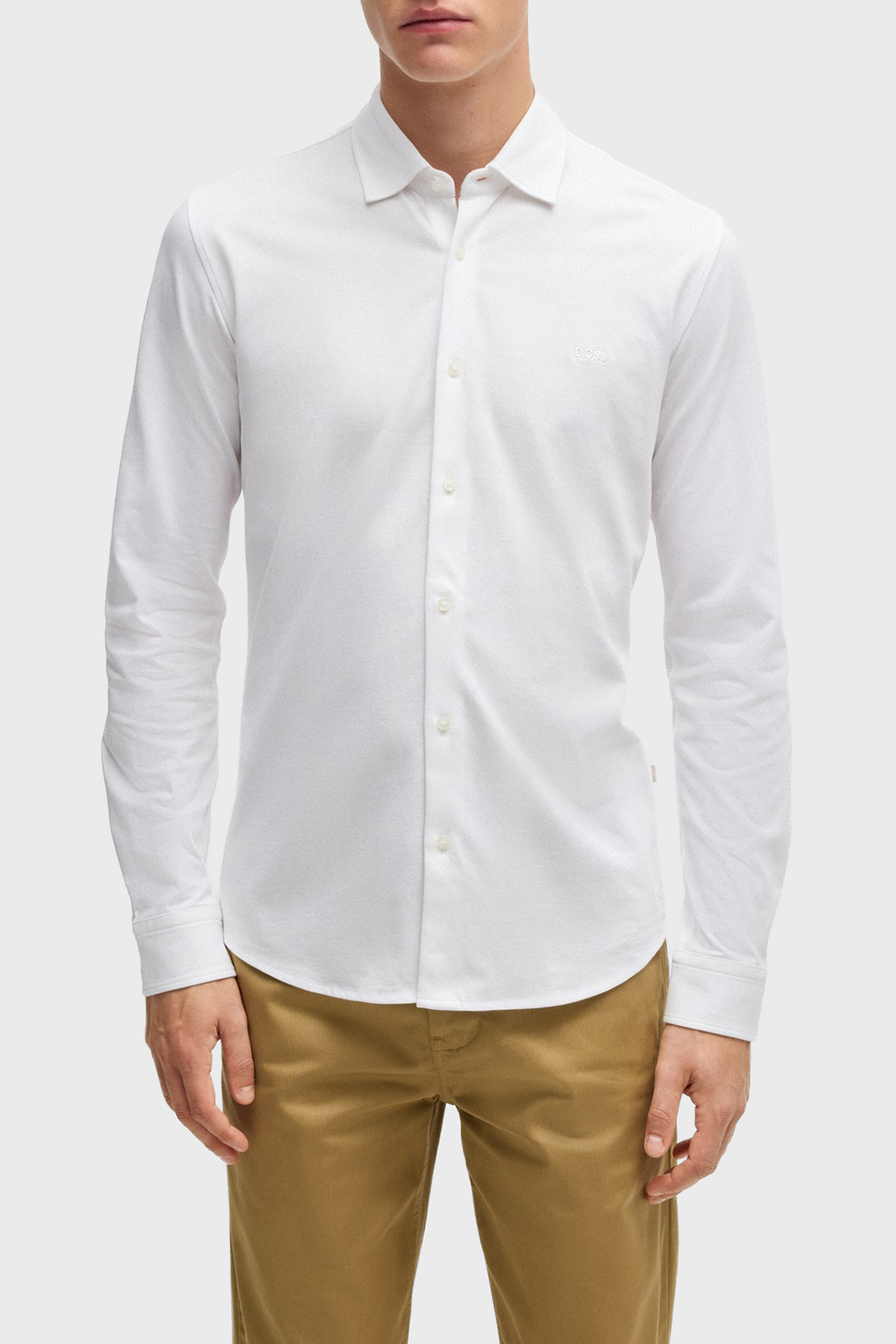 Boss % 100 Pamuk Slim Fit Klasik Yaka Erkek Gömlek 50519748 100 BEYAZ