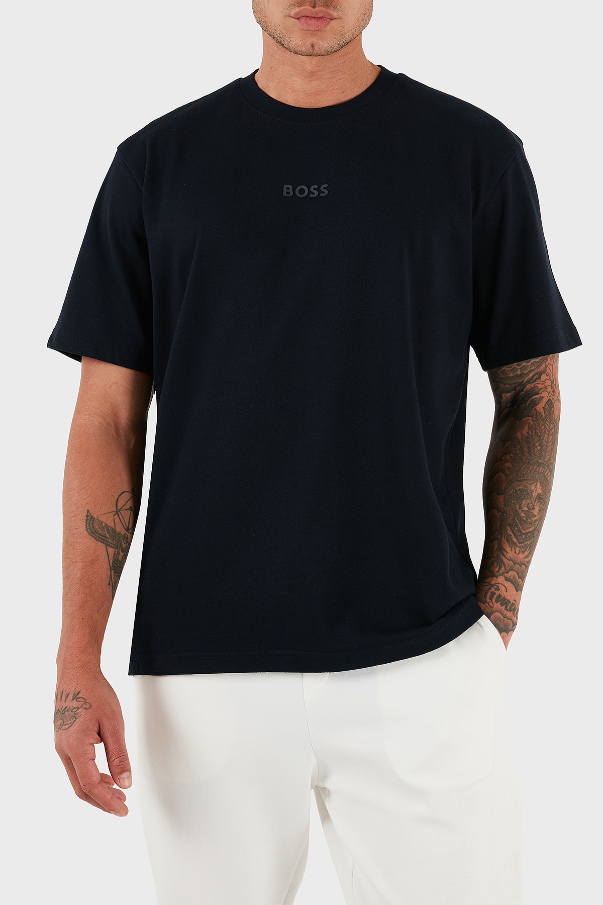Boss % 100 Pamuklu Oversize Fit Erkek T Shirt 50519368 402 LACİVERT