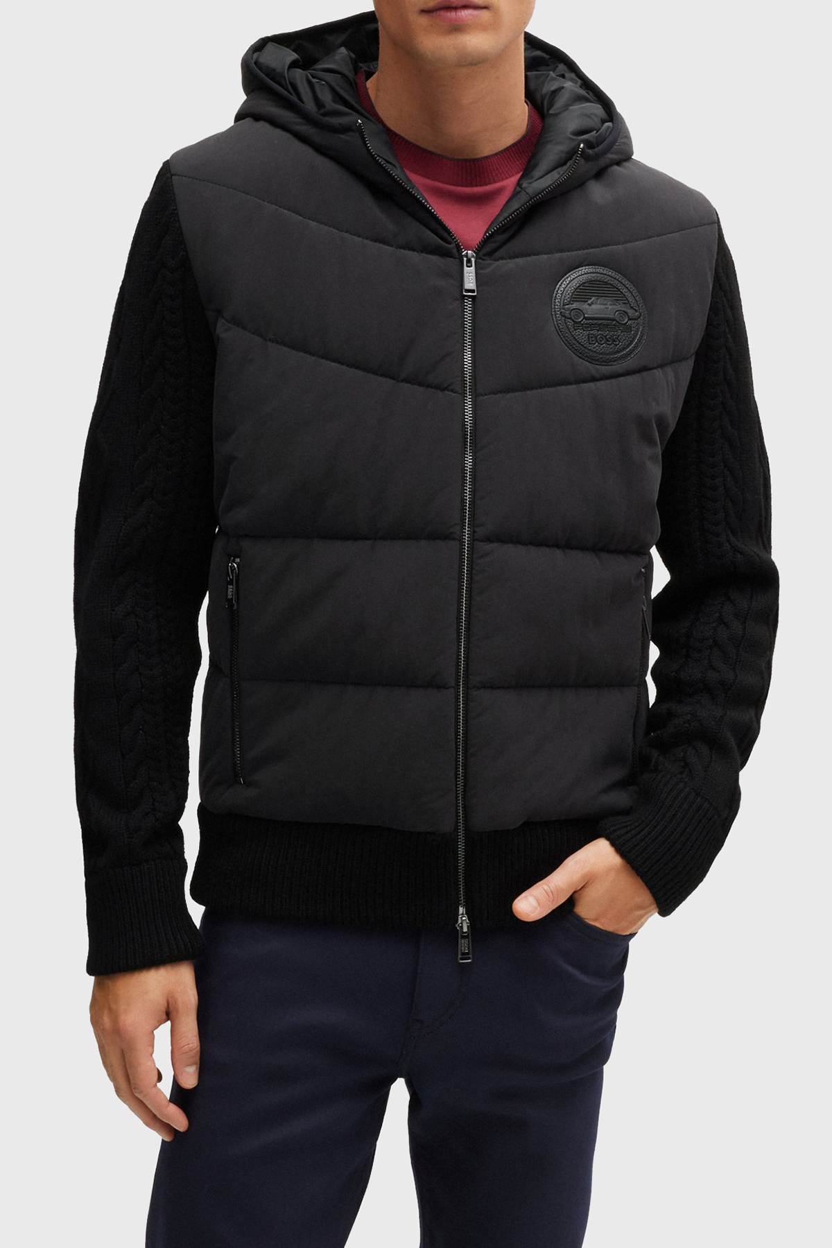 Boss % 100 Saf Yün Örme Regular Fit Erkek Mont 50519653 001 SİYAH