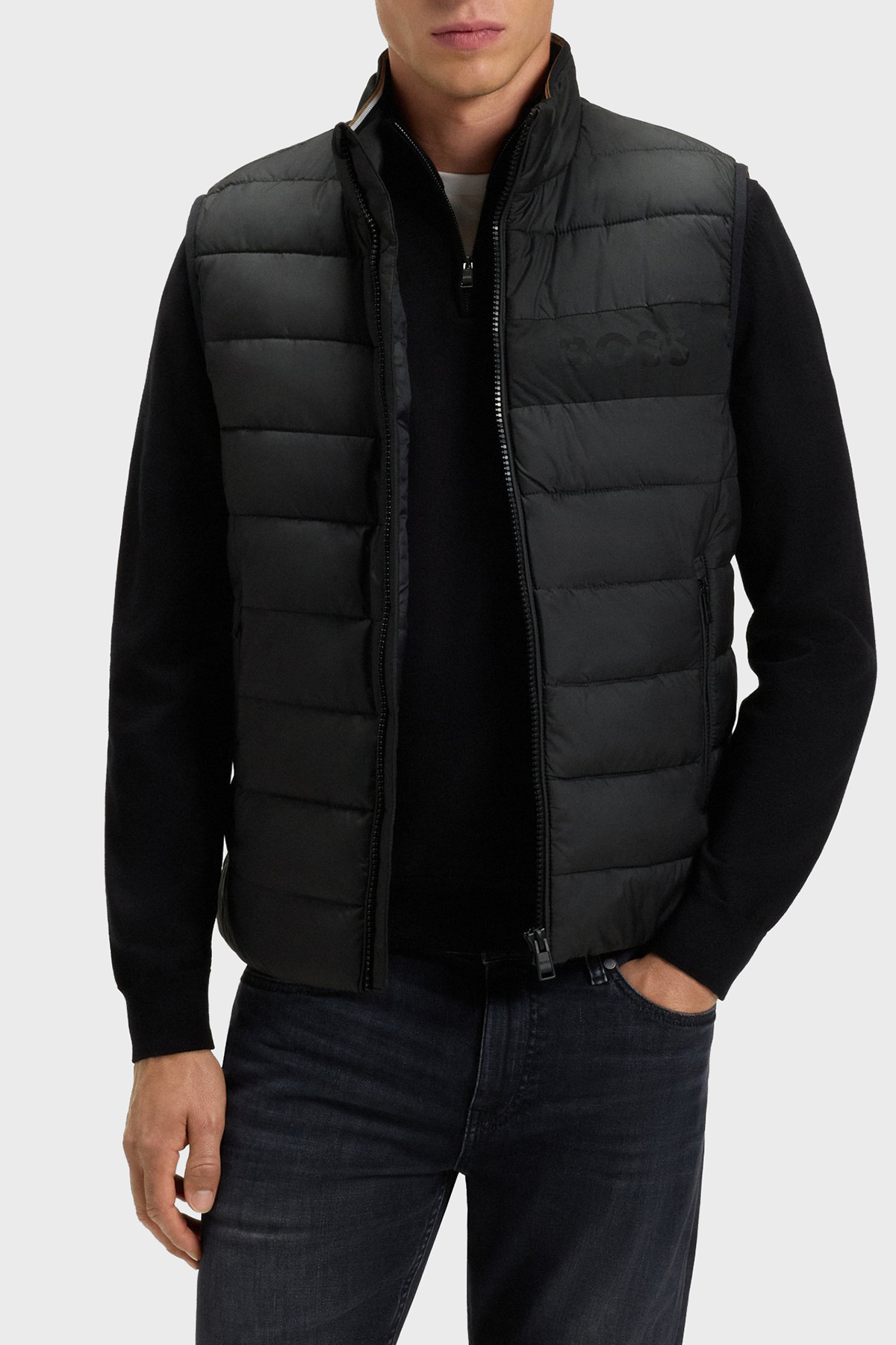 Boss Astarlı Kapitoneli Regular Fit Dik Yaka Şişme Erkek Yelek 50518375 001 SİYAH