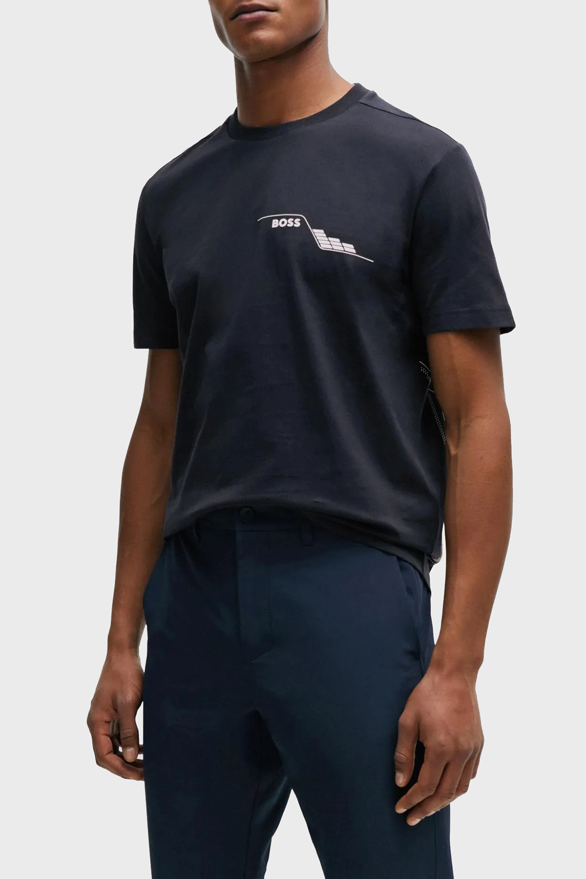 Boss Baskılı % 100 Pamuk Regular Fit Bisiklet Yaka Erkek T Shirt 50506358 402 LACİVERT