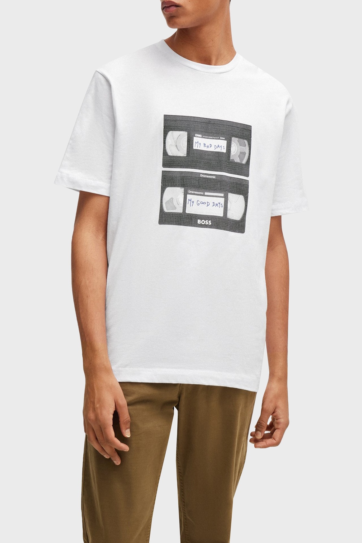 Boss Baskılı % 100 Pamuk Regular Fit Bisiklet Yaka Erkek T Shirt 50510021 100 BEYAZ