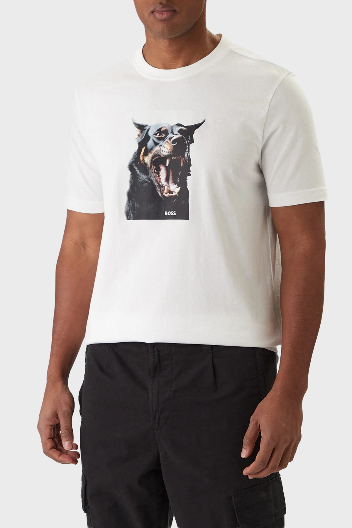 Boss Baskılı Pamuklu Regular Fit Bisiklet Yaka Erkek T Shirt 50558965 100 BEYAZ