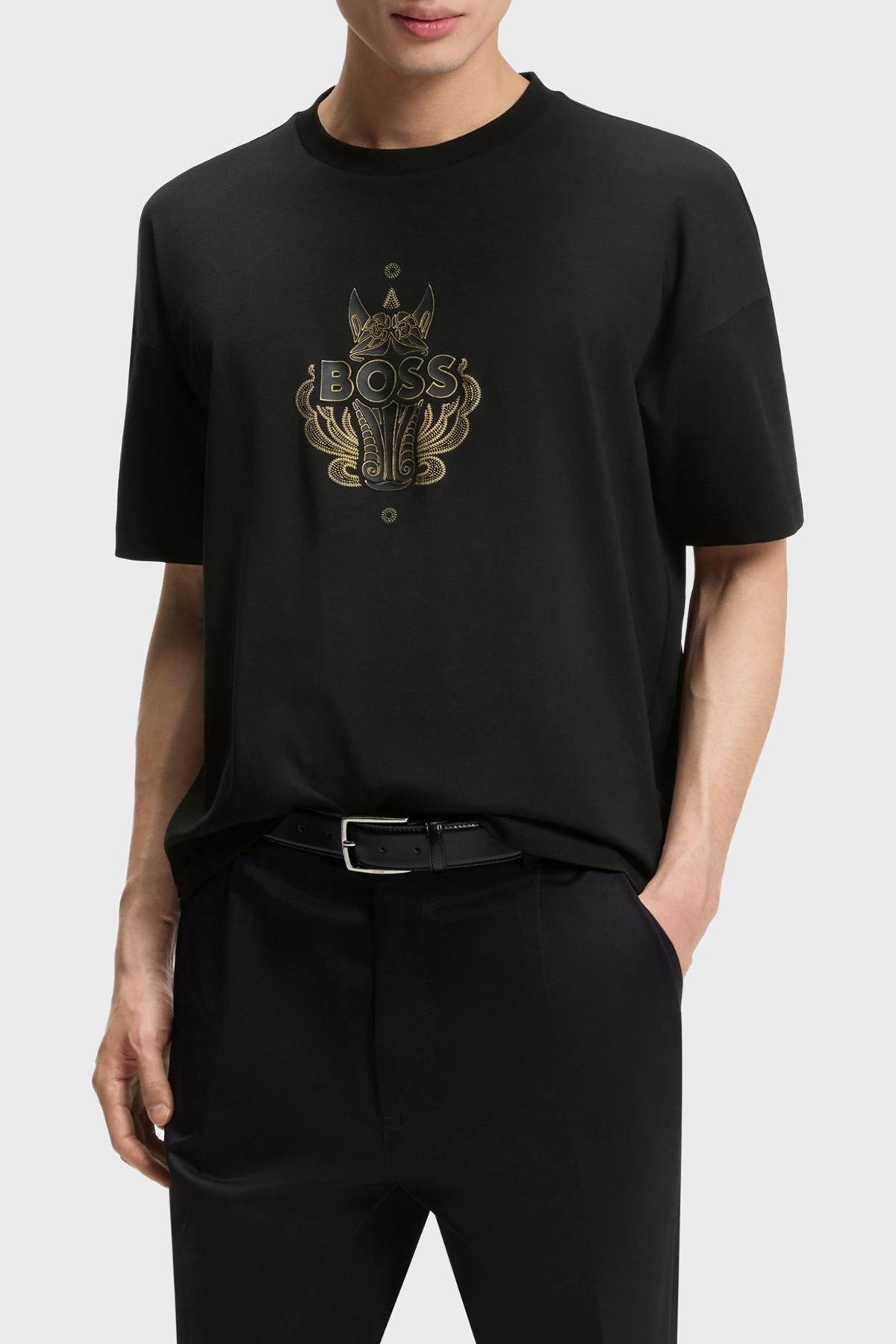 Boss Baskılı Pamuklu Regular Fit Bisiklet Yaka Erkek T Shirt 50565015 001 SİYAH