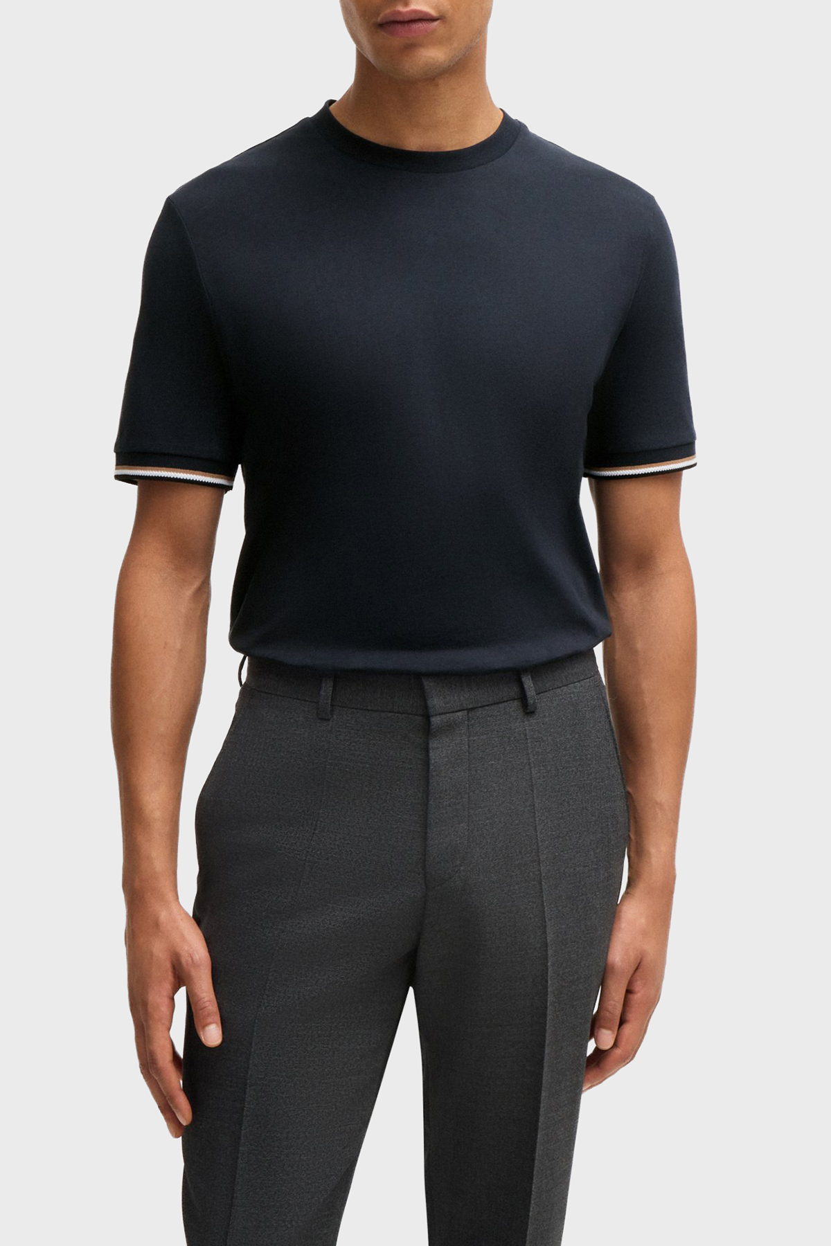 Boss Bisiklet Yaka Regular Fit Pamuklu Jarse Erkek T Shirt 50501097 404 LACİVERT