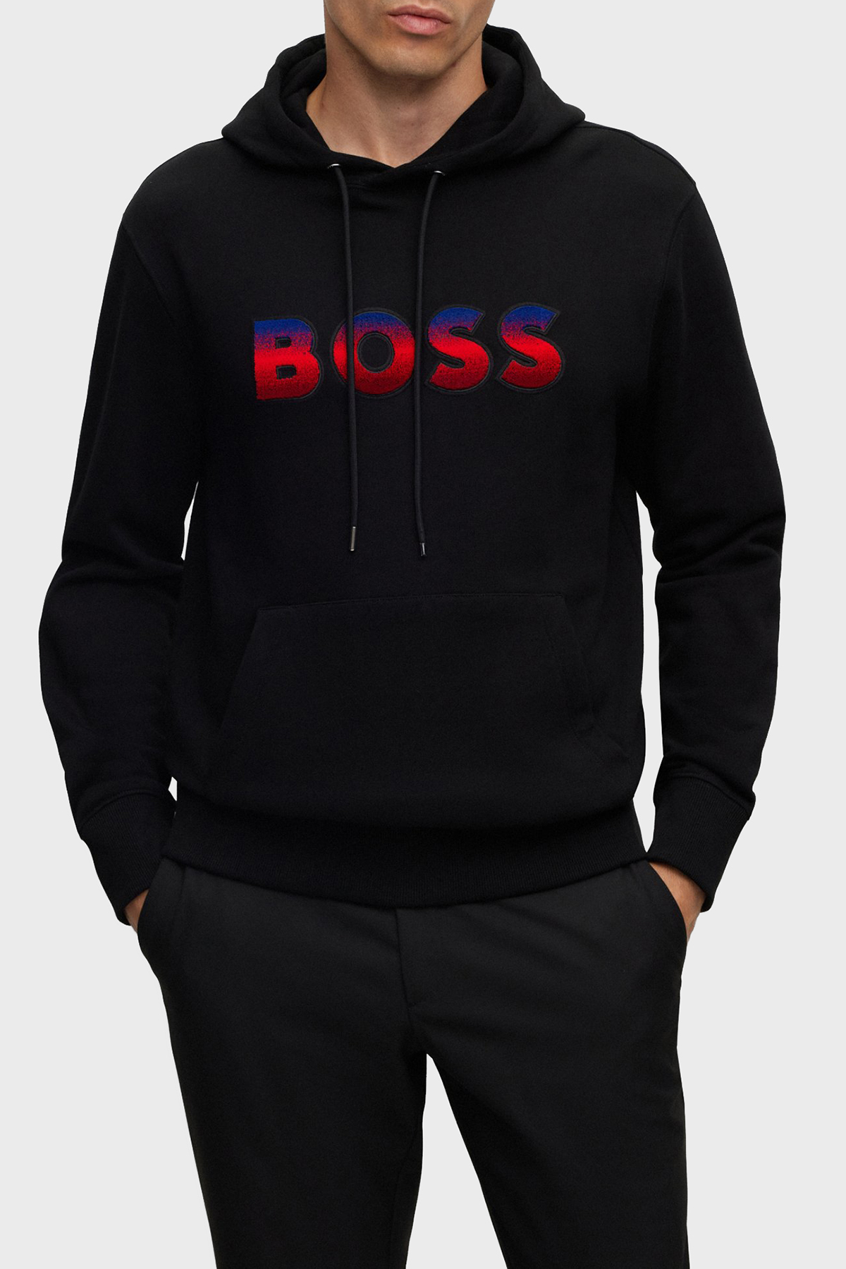 Boss Degrade Logolu Pamuklu Kapüşonlu Regular Fit Erkek Sweat 50499560 001 SİYAH