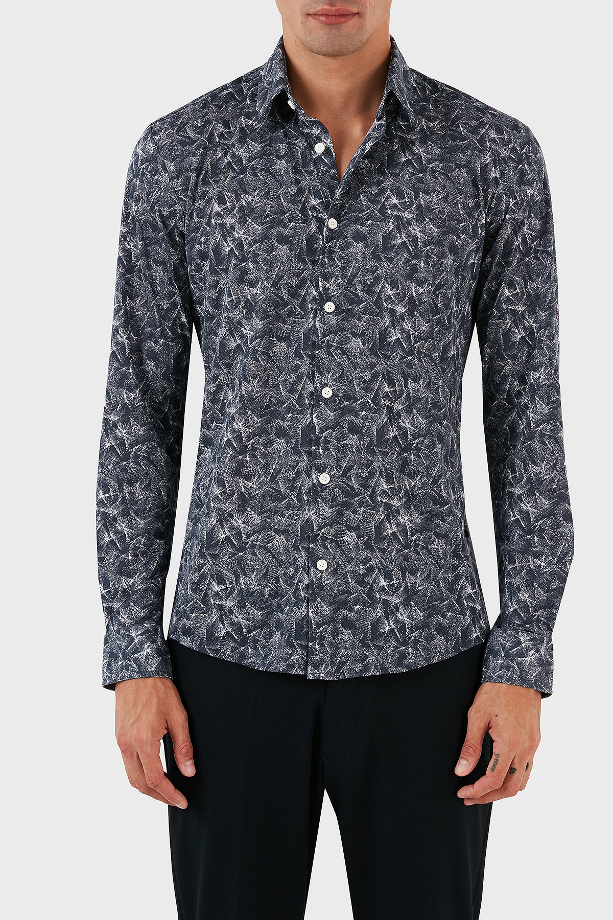 Boss Desenli Pamuklu Slim Fit Erkek Gömlek 50497152 477 AÇIK MAVİ
