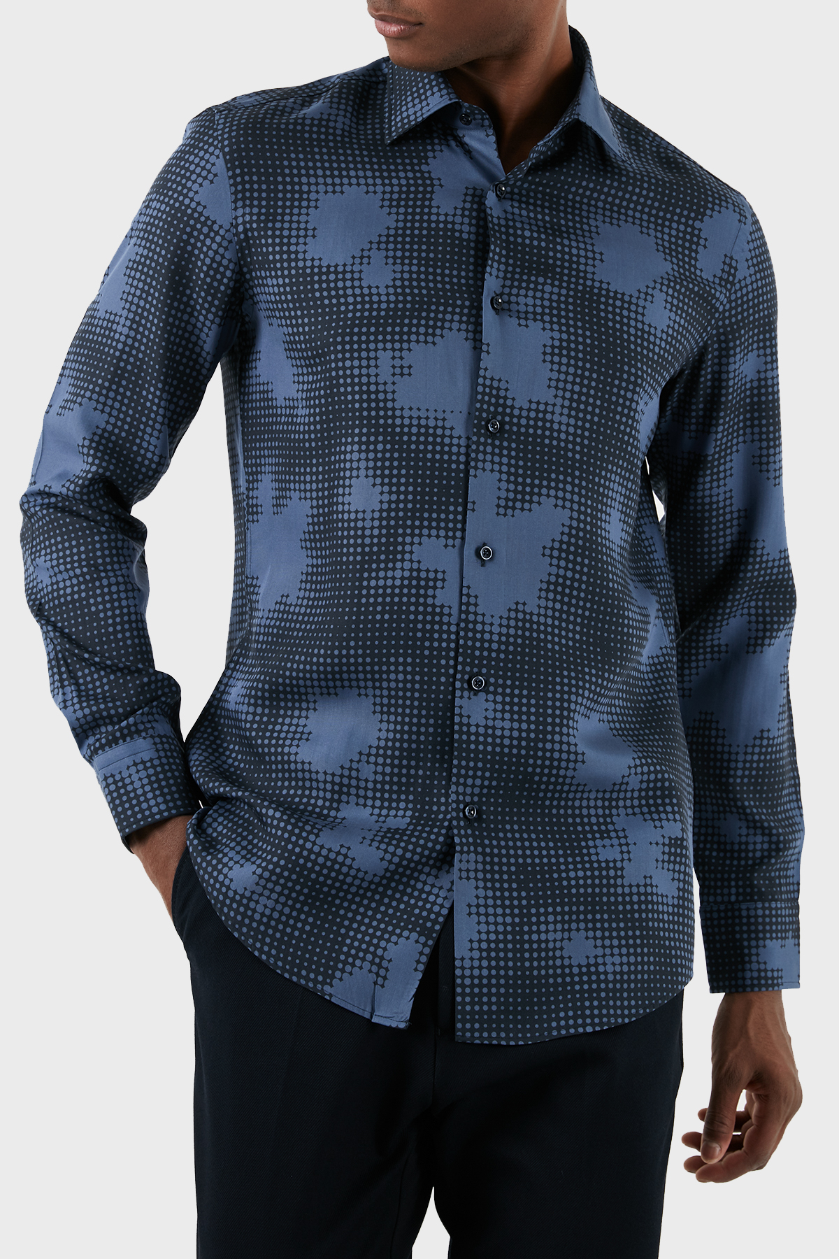 Boss Desenli Regular Fit Erkek Gömlek 50508415 479 MAVİ