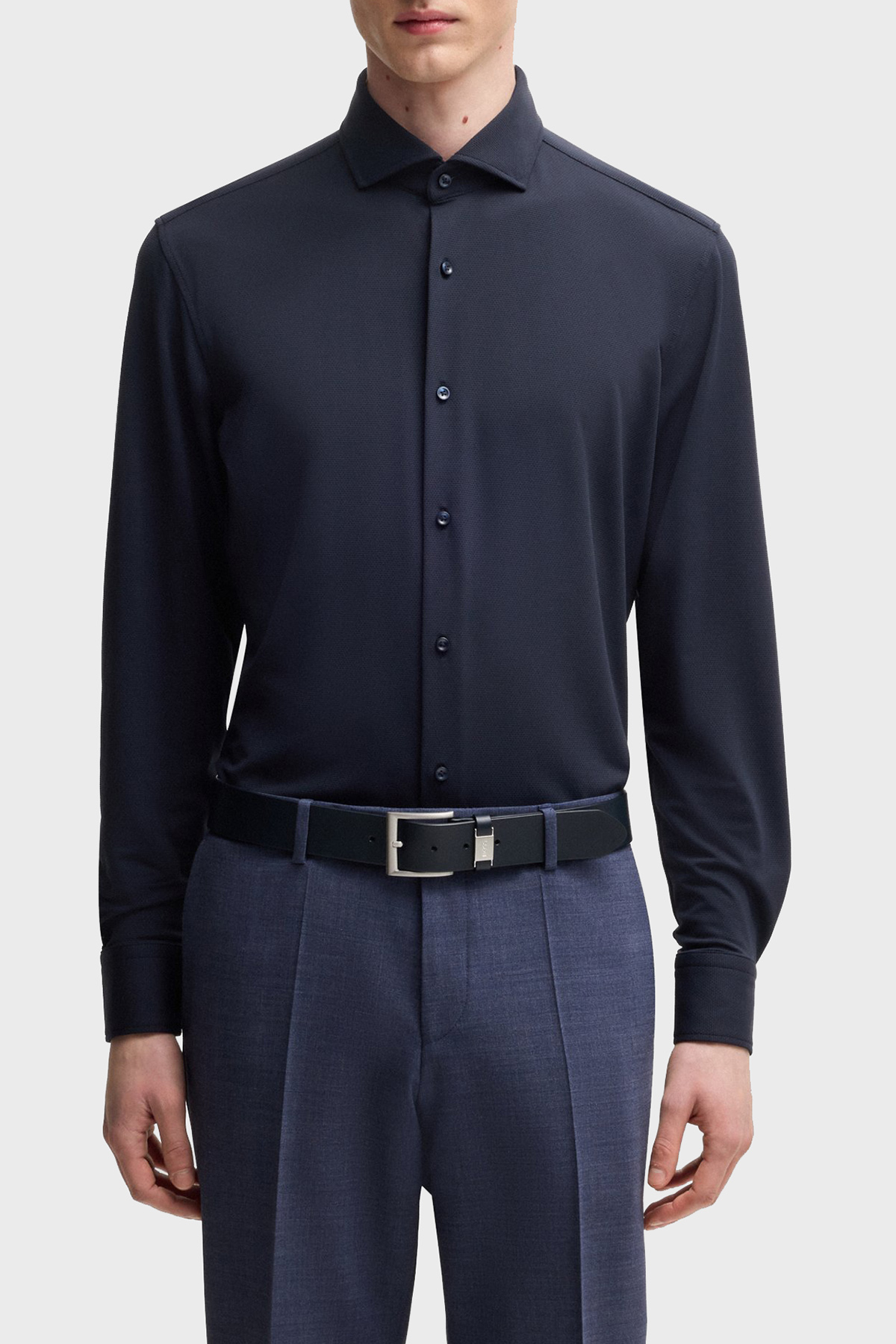 Boss Esnek Jarse Slim Fit Uzun Kol Erkek Gömlek 50533393 404 LACİVERT
