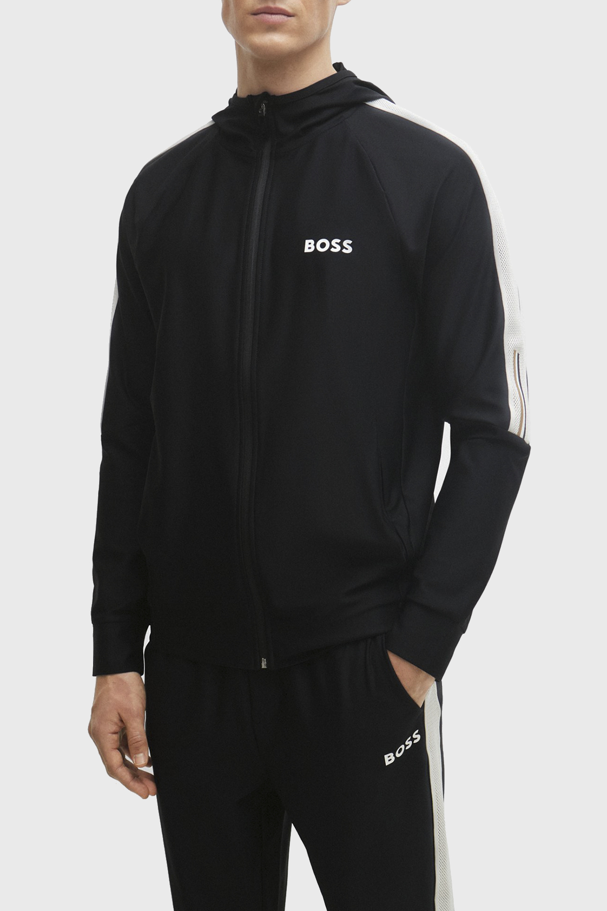 Boss Fermuarlı Kapüşonlu Cepli Regular Fit Erkek Sweat 50506162 001 SİYAH