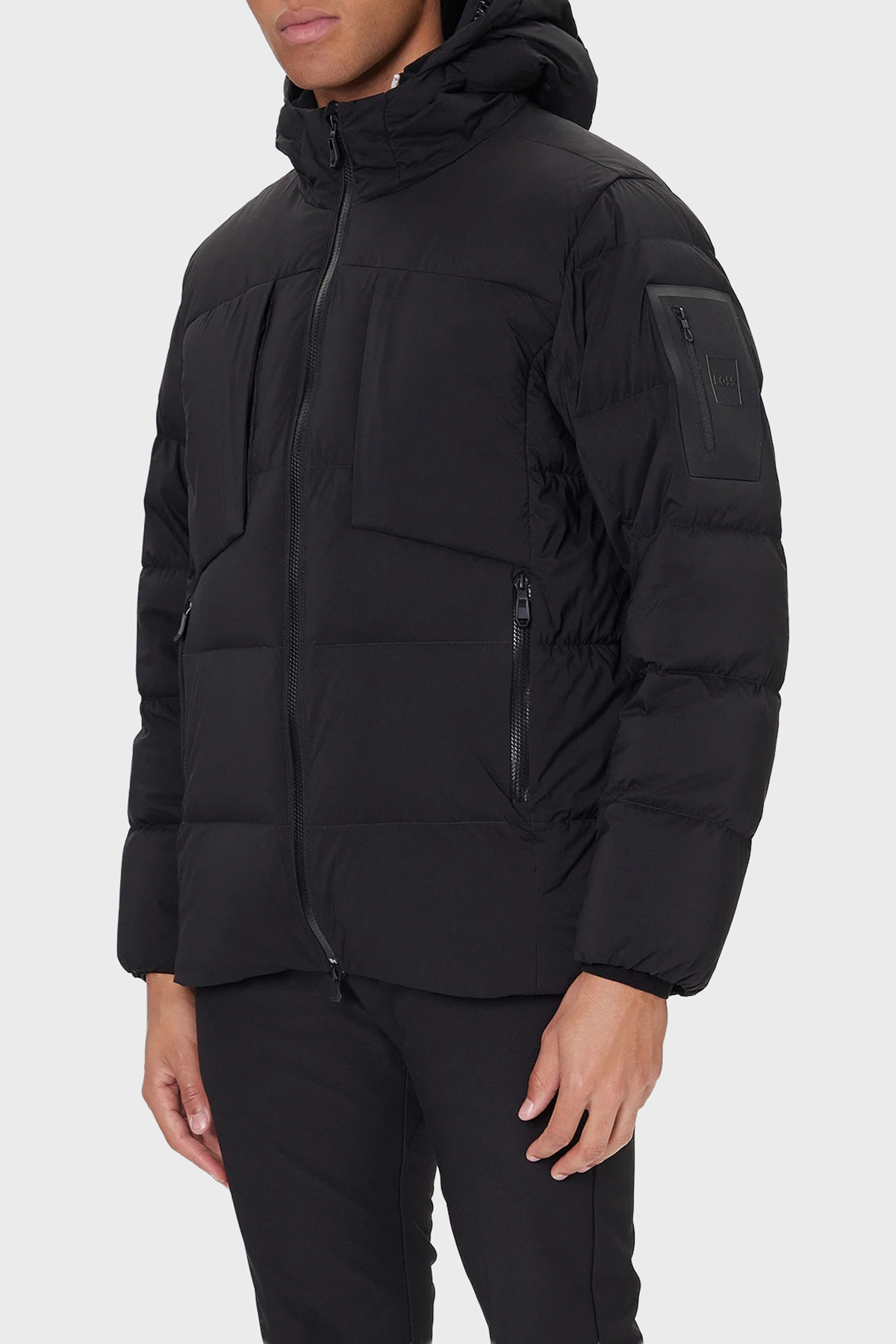 Boss Green Su İtici Kapitoneli Regular Fit Kapüşonlu Yaka Astarlı Erkek Parka 50543963 001 SİYAH