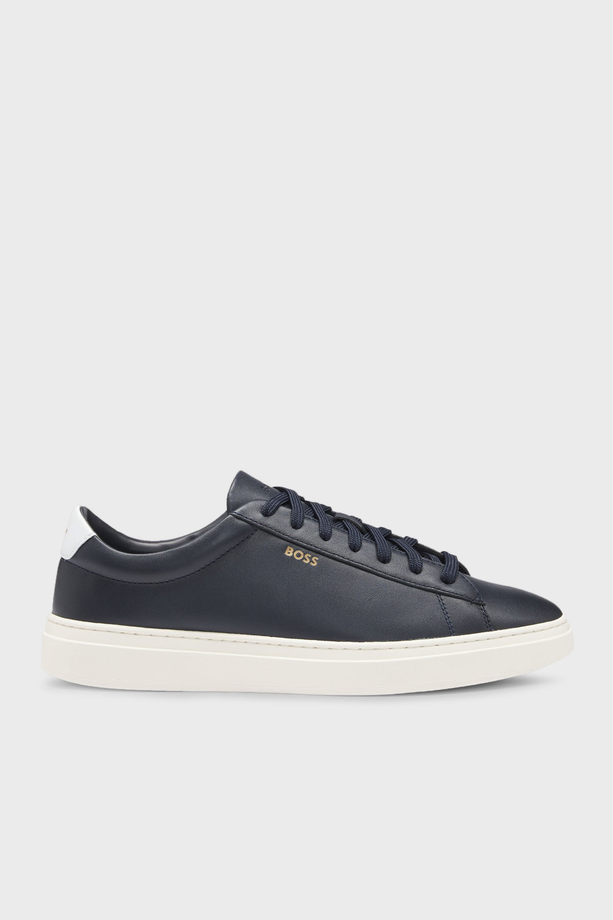 Boss Hakiki Deri Logolu Sneaker Erkek Ayakkabı 50536480 410 LACİVERT