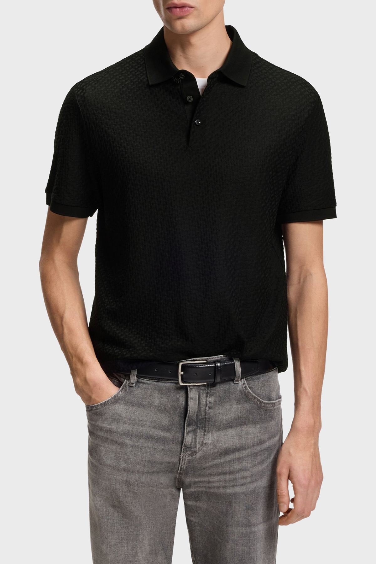 Boss Jakarlı % 100 Pamuk Regular Fit Düğmeli Erkek Polo 50557403 001 SİYAH