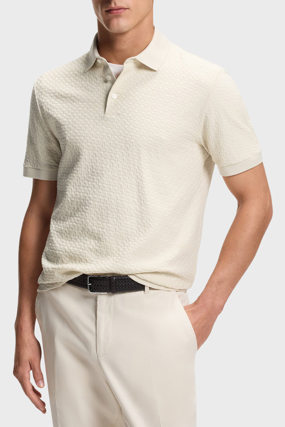Boss Jakarlı % 100 Pamuk Regular Fit Düğmeli Erkek Polo 50557403 131 BEJ