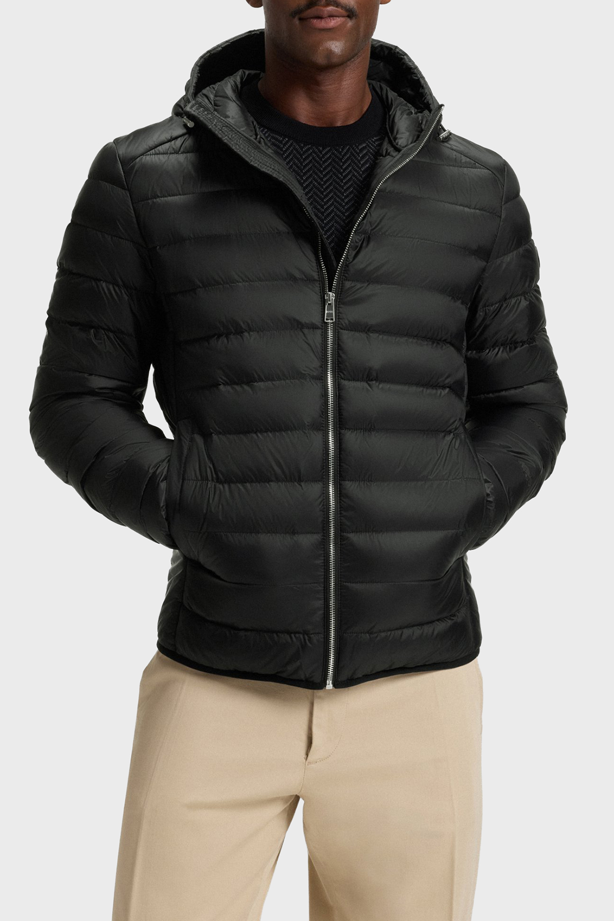 Boss Kapitoneli Kuş Tüyü Dolgulu Regular Fit Çıkarılabilir Kapüşonlu Şişme Erkek Mont 50540450 001 SİYAH