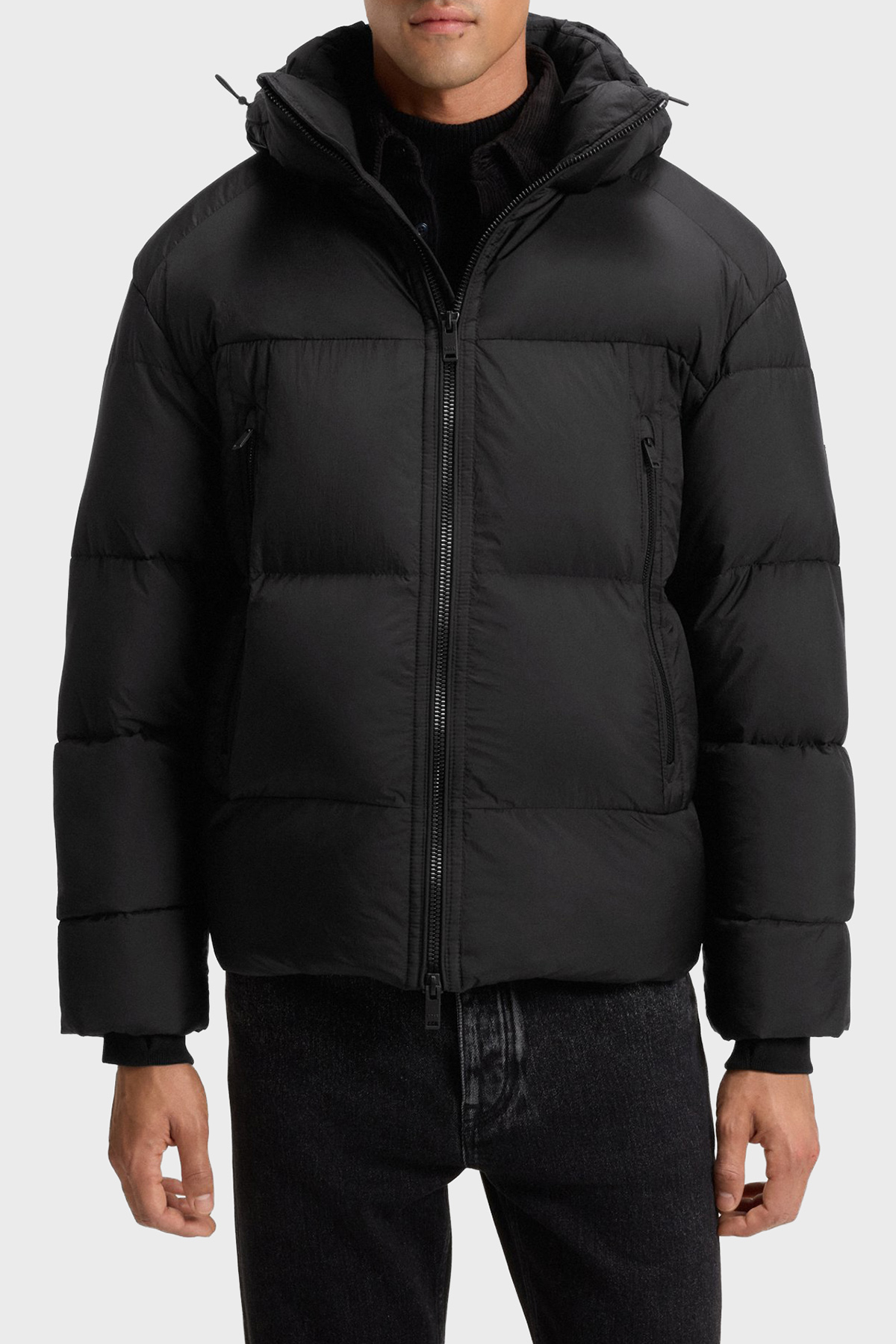Boss Kapitoneli Oversize Fit Çıkarılabilir Kapüşonlu Şişme Erkek Mont 50543618 001 SİYAH