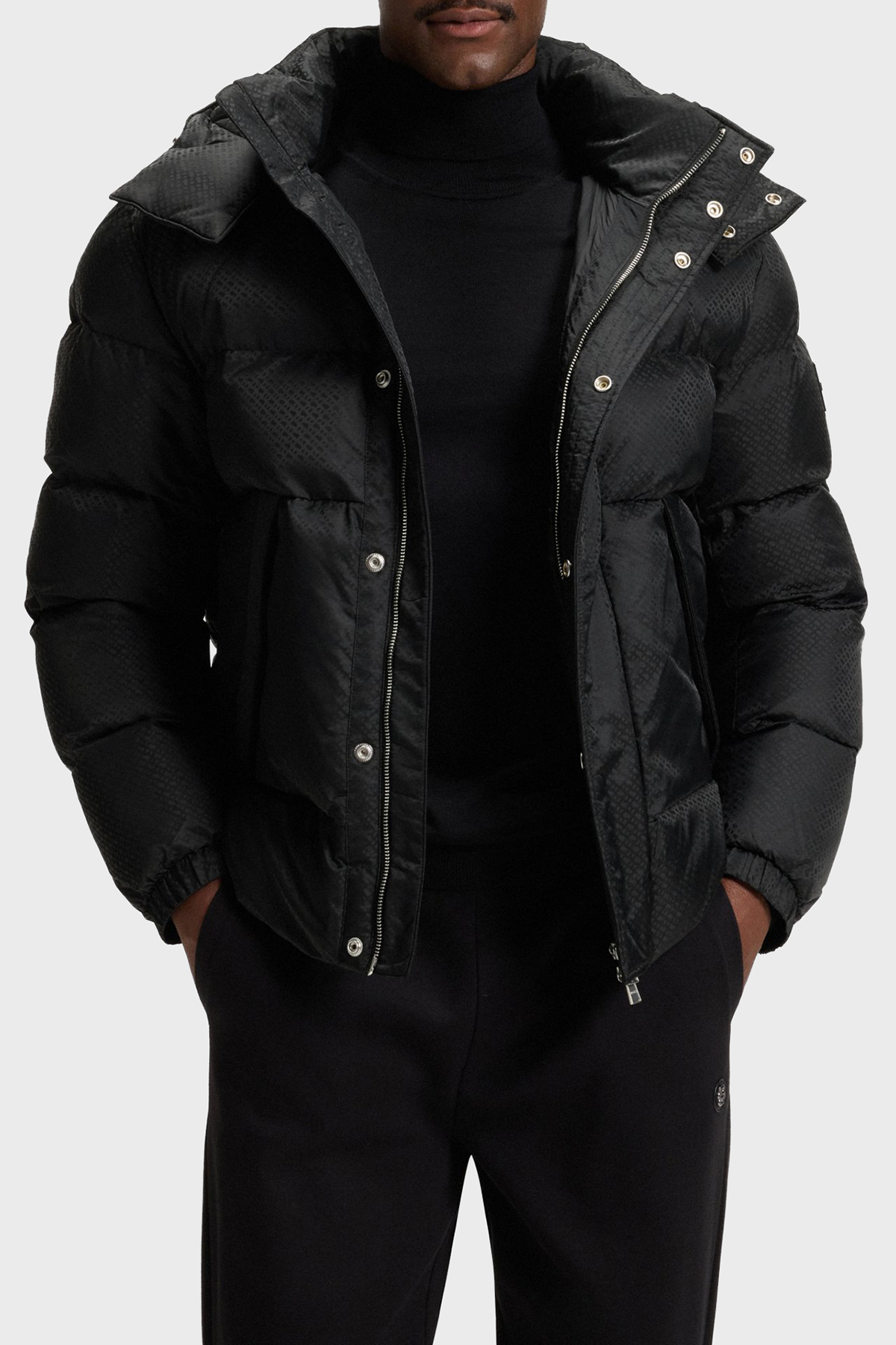 Boss Kapitoneli Regular Fit Çıkarılabilir Kapüşonlu Su İtici Şişme Erkek Mont 50548727 001 SİYAH