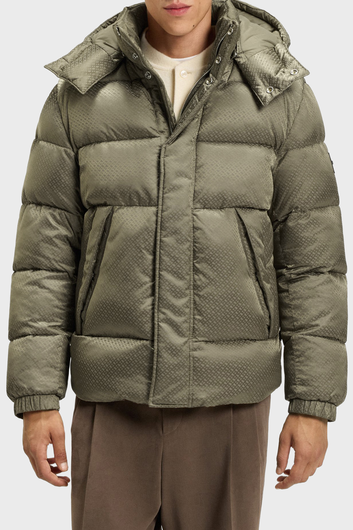 Boss Kapitoneli Regular Fit Çıkarılabilir Kapüşonlu Su İtici Şişme Erkek Mont 50548727 245 HAKİ