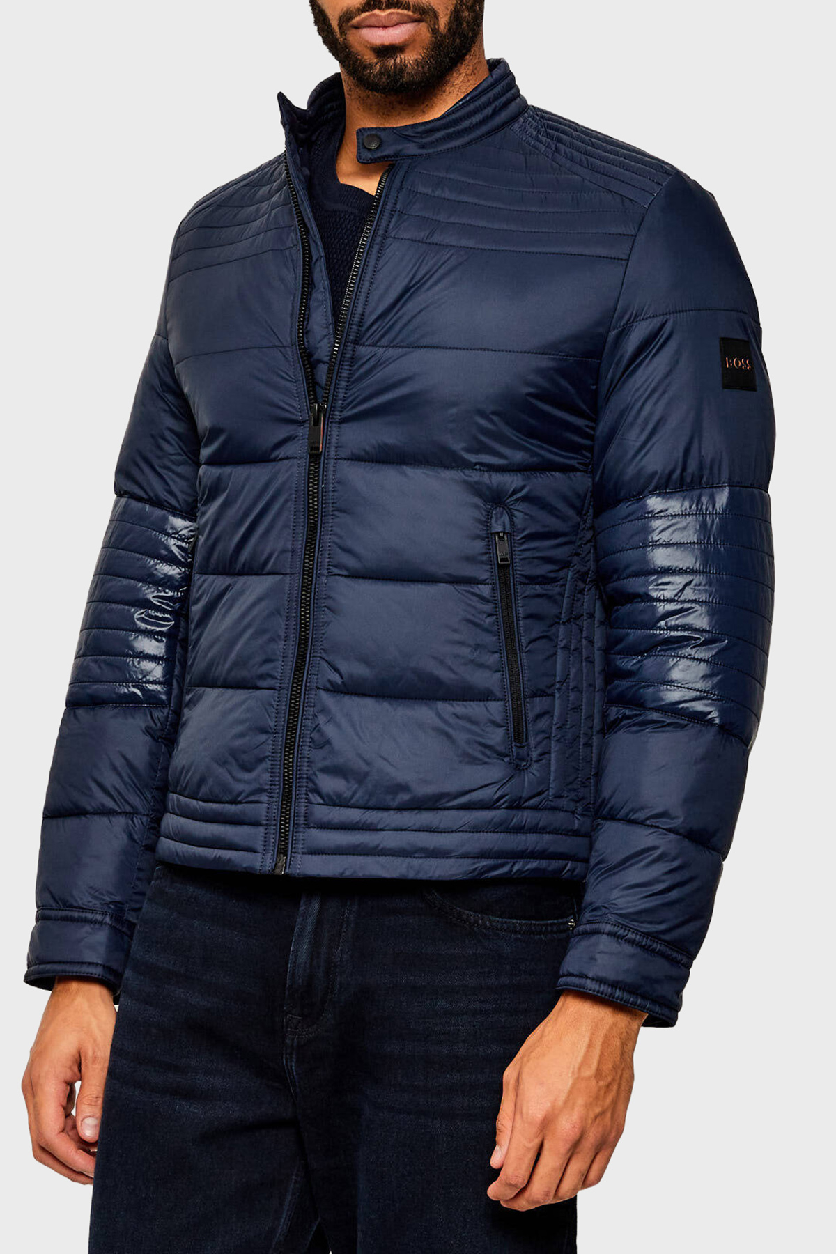 Boss Kapitoneli Regular Fit Dik Yaka Erkek Mont 50543624 404 LACİVERT