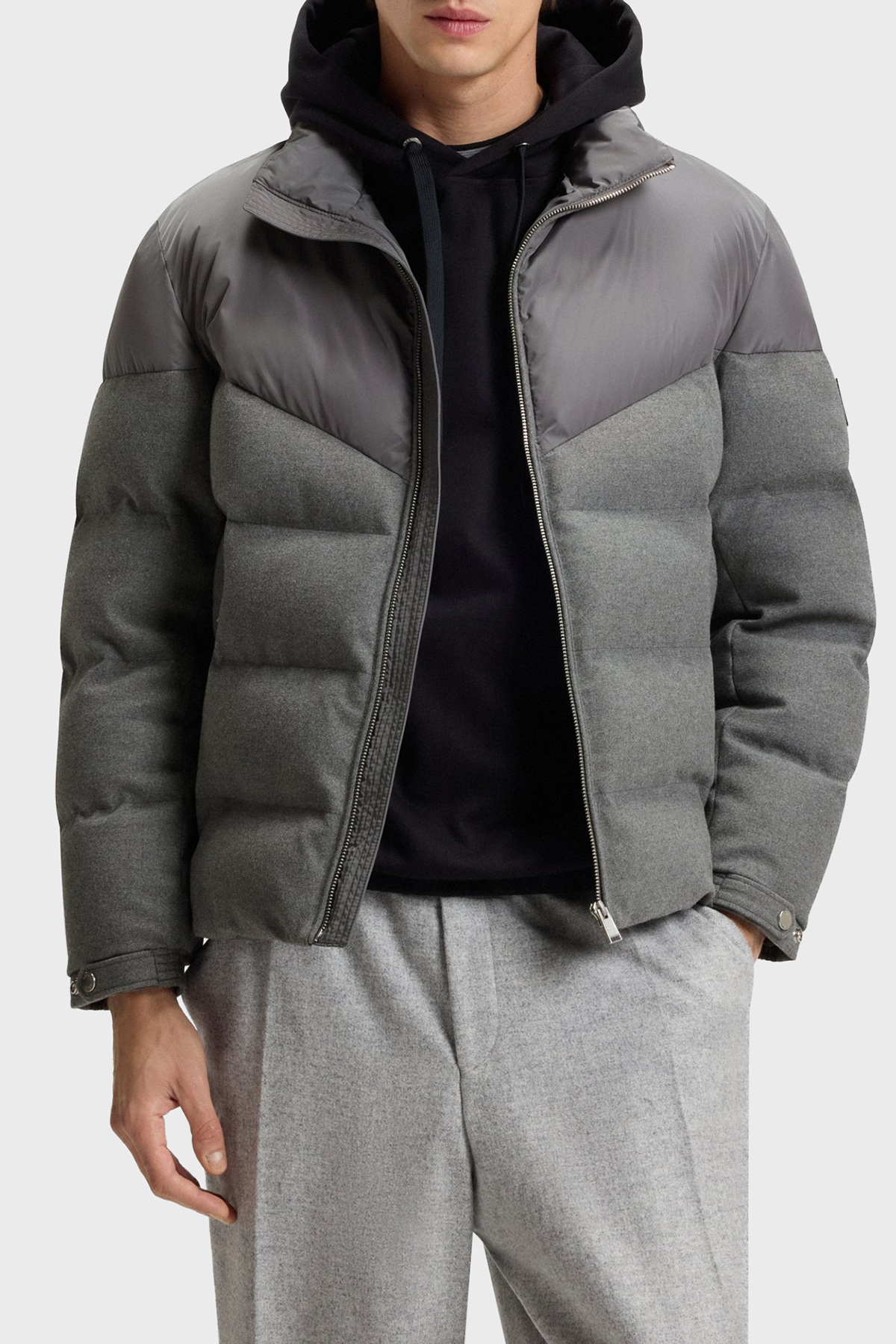 Boss Kapitoneli Regular Fit Dik Yaka Su Geçirmez Şişme Erkek Mont 50548810 030 GRİ
