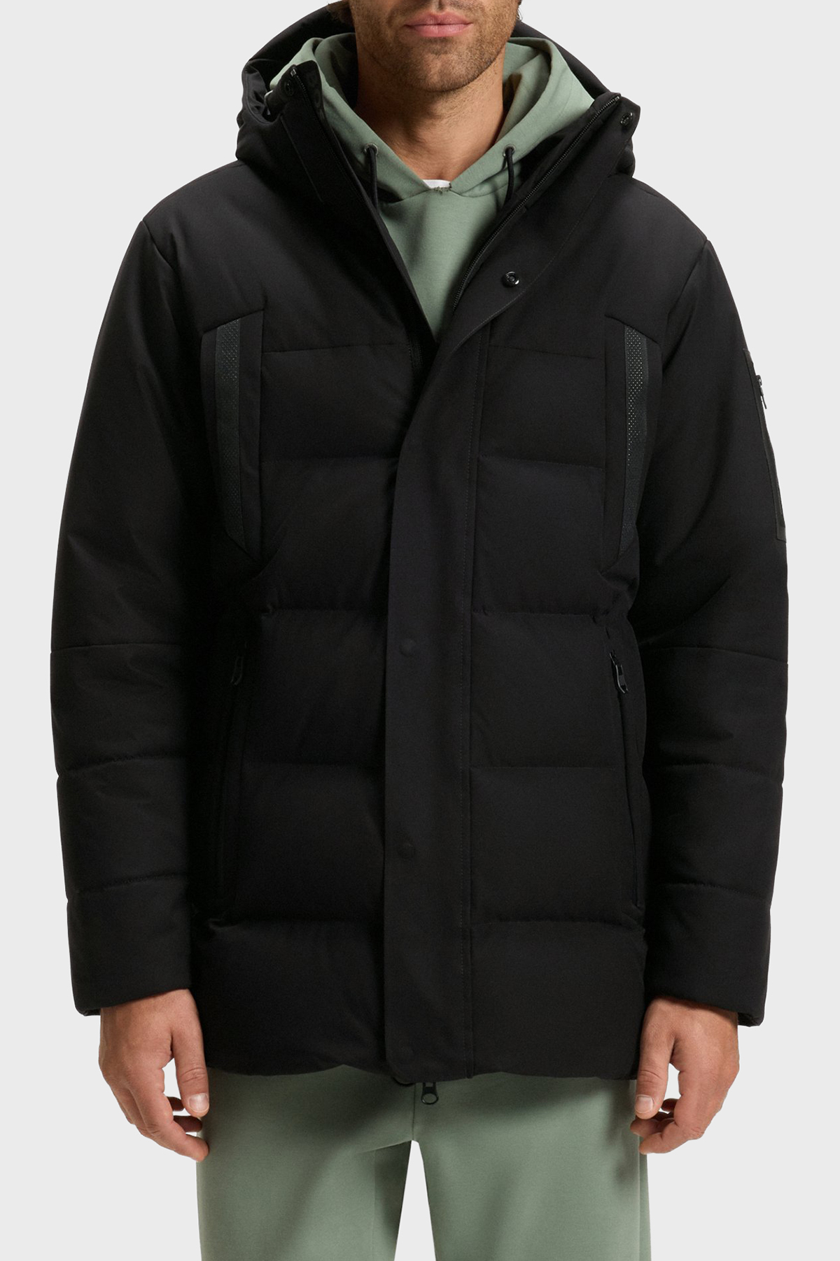 Boss Kapitoneli Regular Fit Çıkarılabilir Kapüşonlu Su İtici Parka Erkek Mont 50547262 001 SİYAH