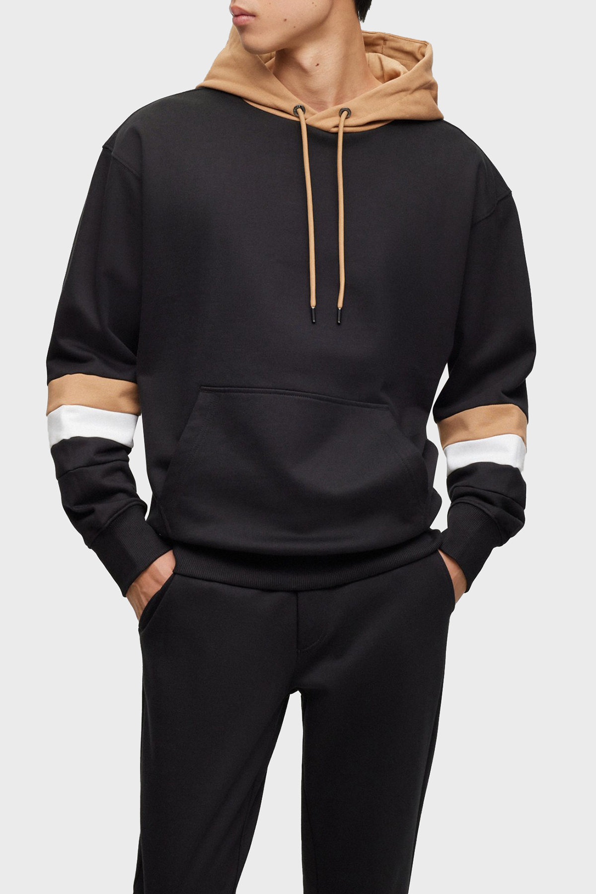 Boss Kapüşonlu Kanguru Cepli % 100 Pamuk Oversize Erkek Sweat 50499424 001 SİYAH