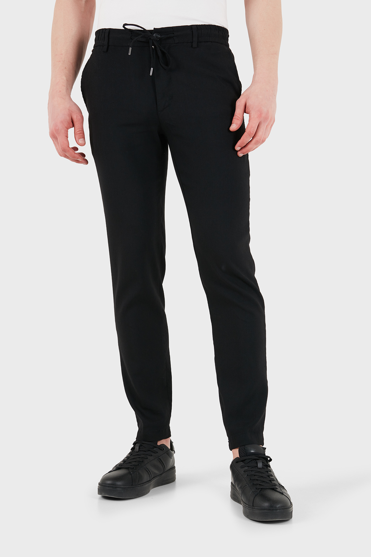 Boss Keten Karışımlı Slim Fit Normal Bel Erkek Pantolon 50557859 001 SİYAH