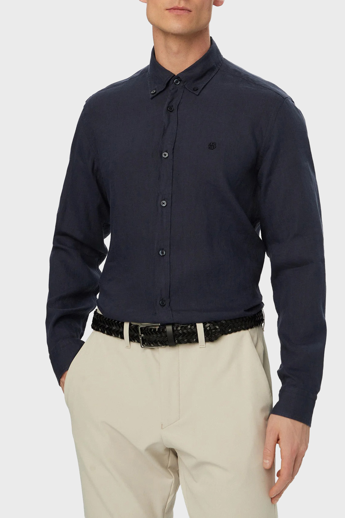 Boss Keten Regular Fit Klasik Yaka Uzun Kollu Erkek Gömlek 50556077 404 LACİVERT