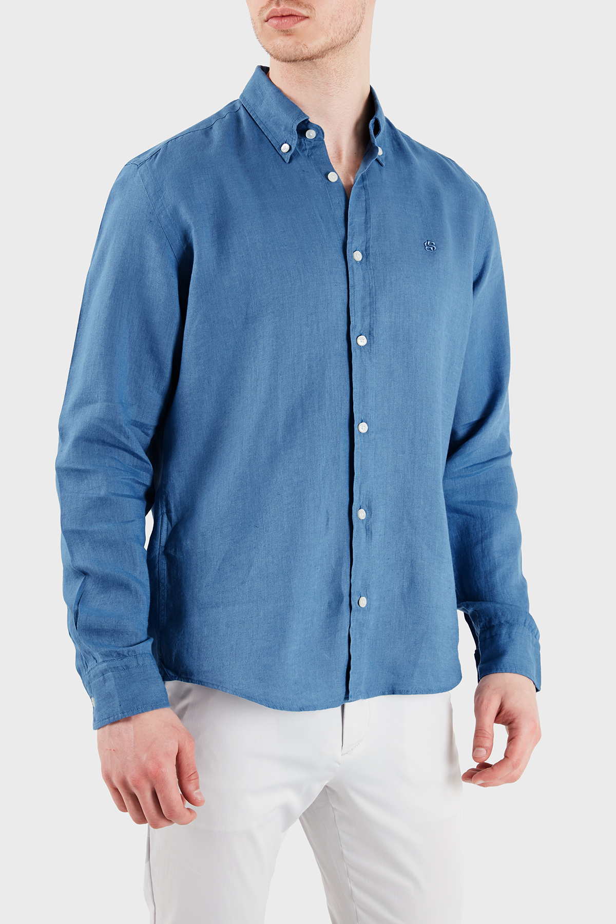 Boss Keten Regular Fit Klasik Yaka Uzun Kollu Erkek Gömlek 50556077 459 MAVİ