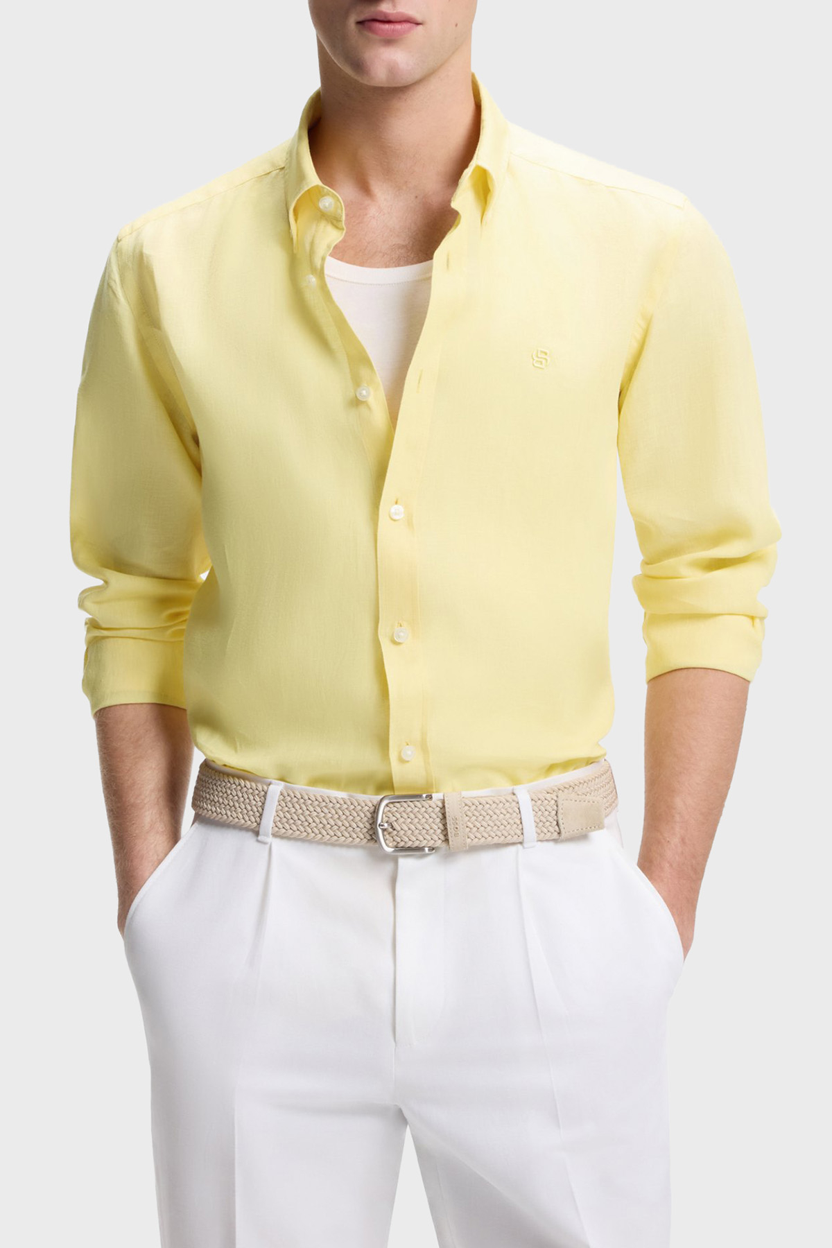 Boss Keten Regular Fit Klasik Yaka Uzun Kollu Erkek Gömlek 50556077 749 SARI