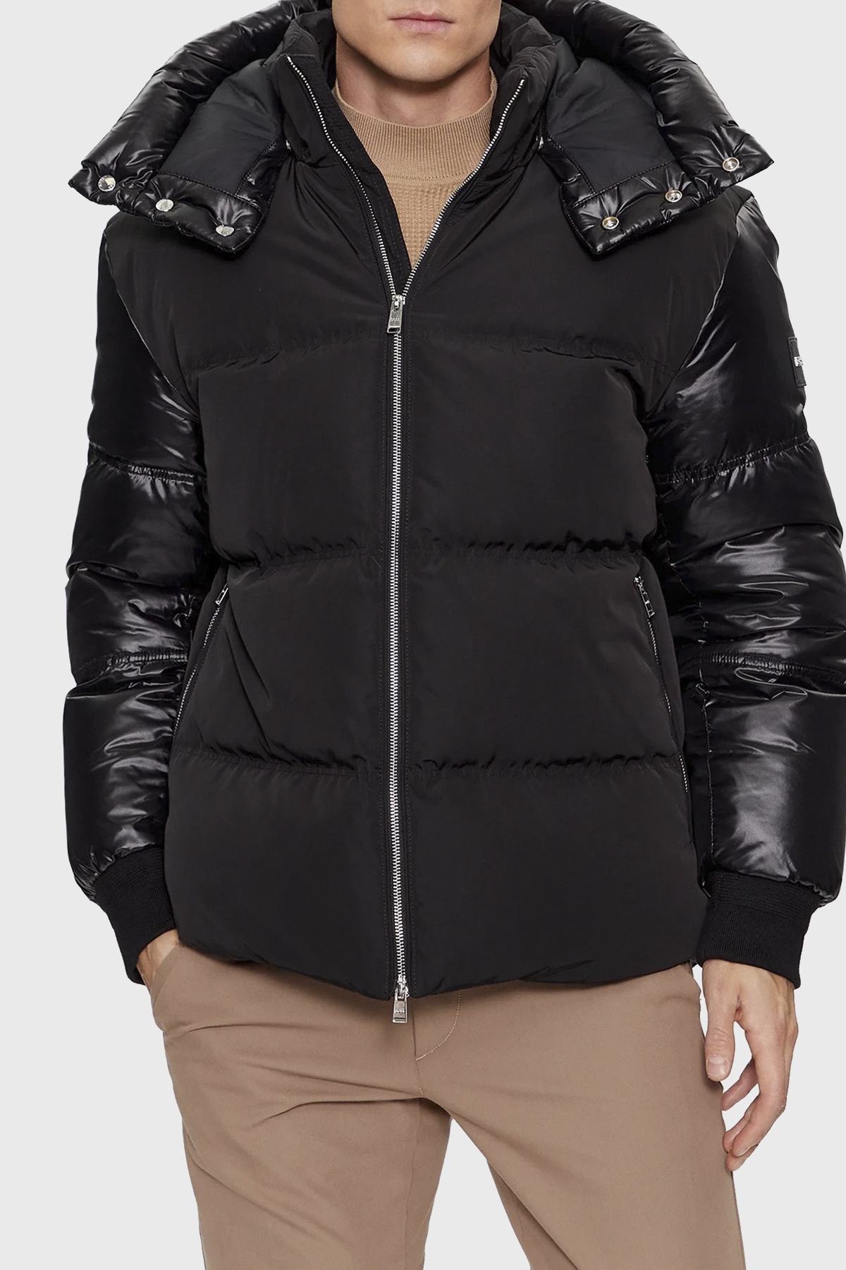 Boss Kuş Tüyü Dolgulu Çıkarılabilir Kapüşonlu Regular Fit Erkek Mont 50499800 001 SİYAH