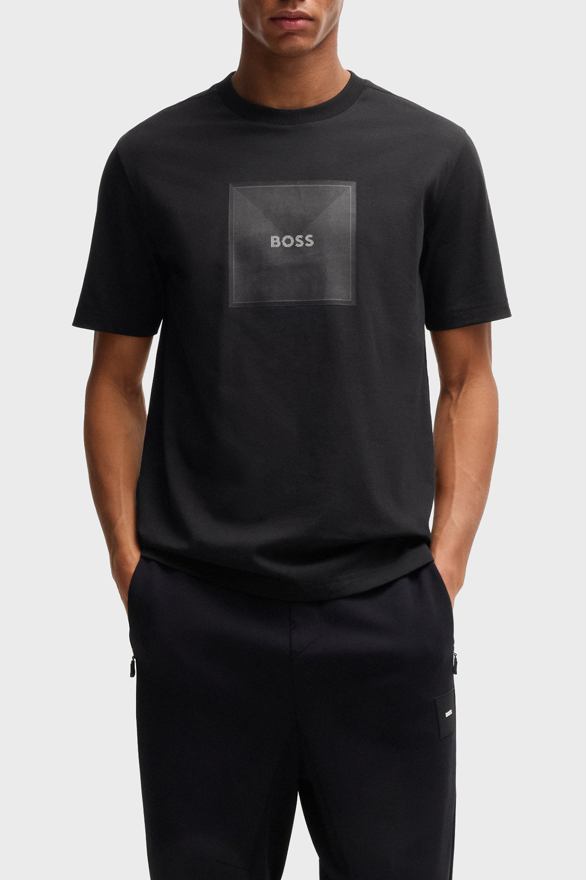 Boss Logo Baskılı %100 Pamuk Regular Fit Bisiklet Yaka Erkek T Shirt 50538096 001 SİYAH