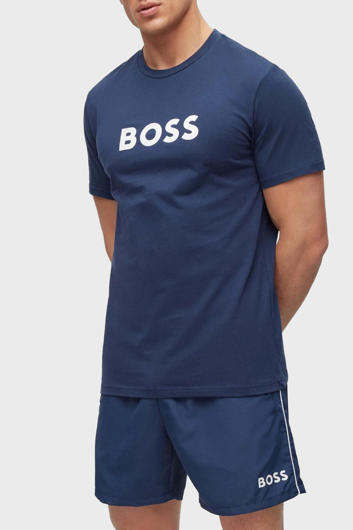 Boss Logo Baskılı Pamuklu Regular Fit Bisiklet Yaka Erkek T Shirt 50491706 413 LACİVERT