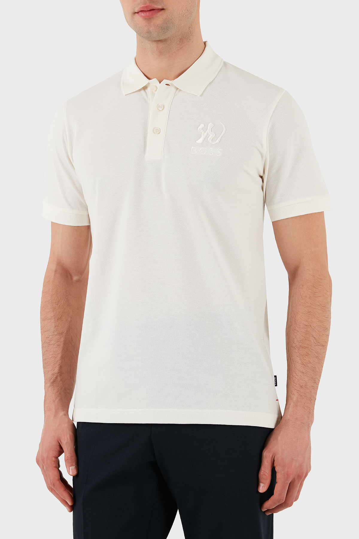 Boss Logo İşlemeli Pamuklu Regular Fit Düğmeli Erkek Polo Yaka T Shirt 50510126 118 EKRU